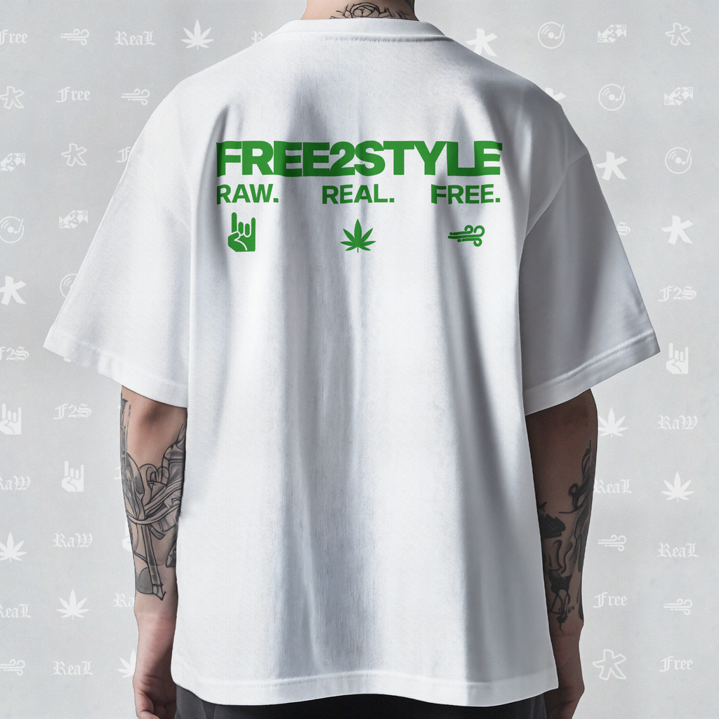 F2S Original Double Green Logo White Tee Unisex