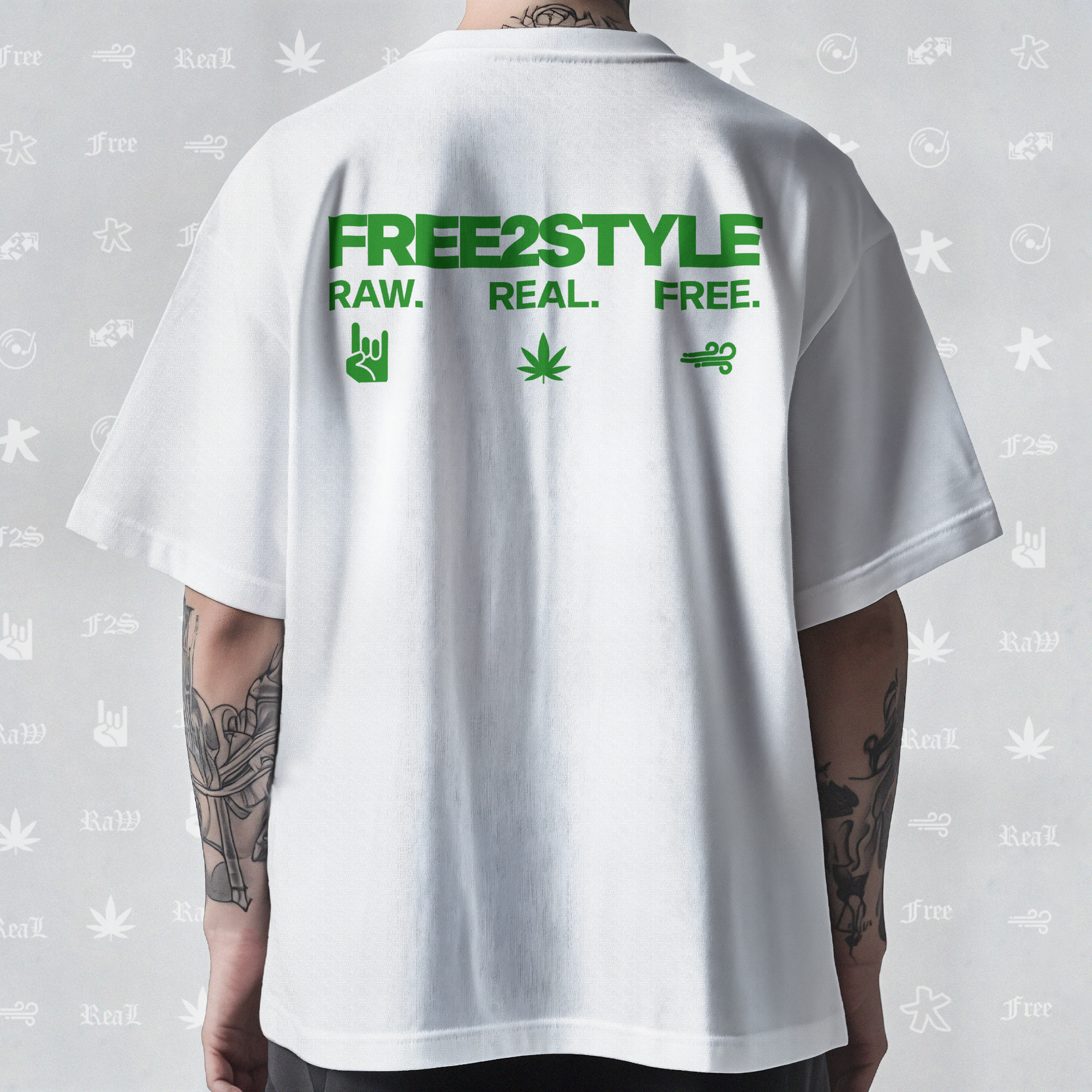 F2S Original Double Green Logo White Tee Unisex