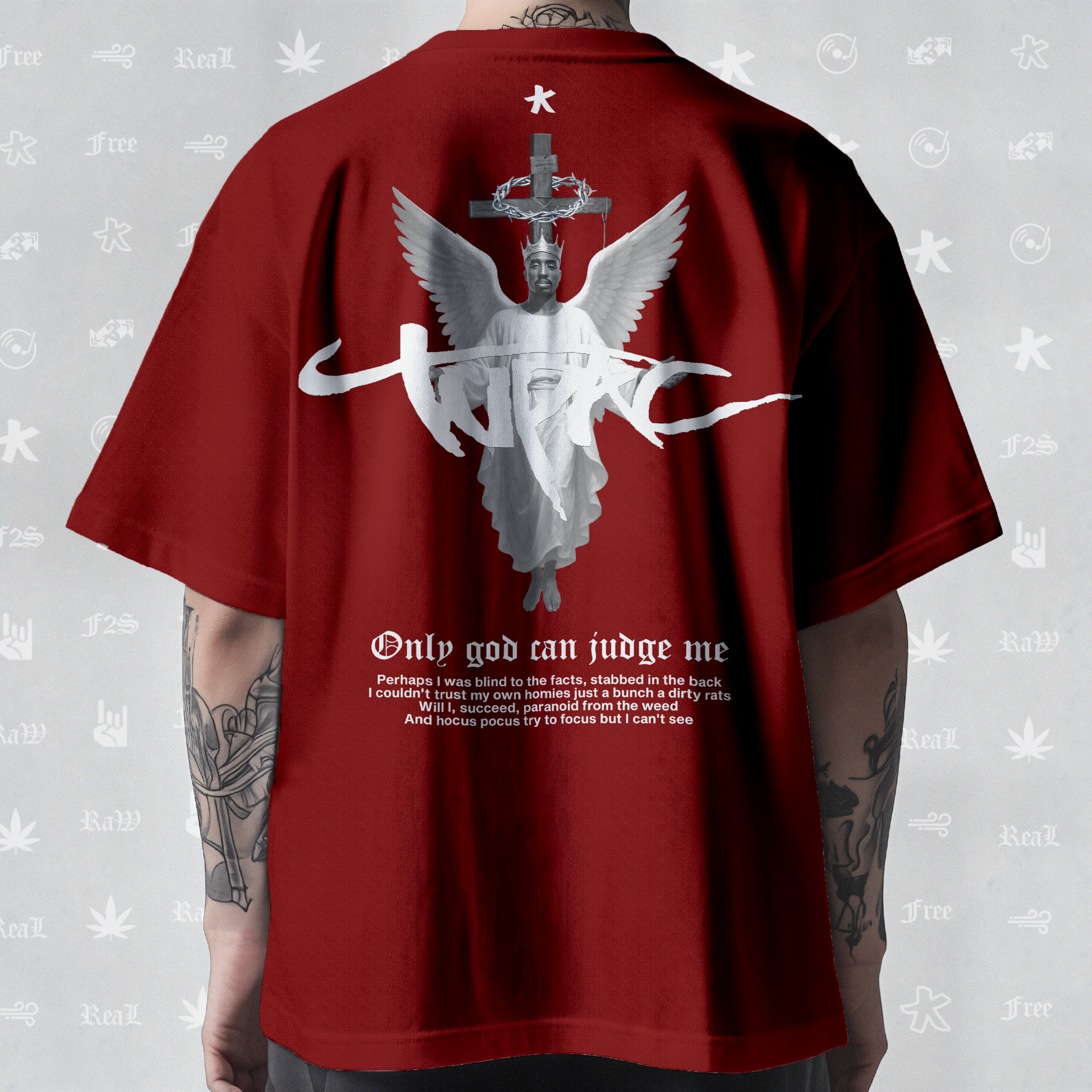 Tupac The Messiah Unisex Red Oversized Tee