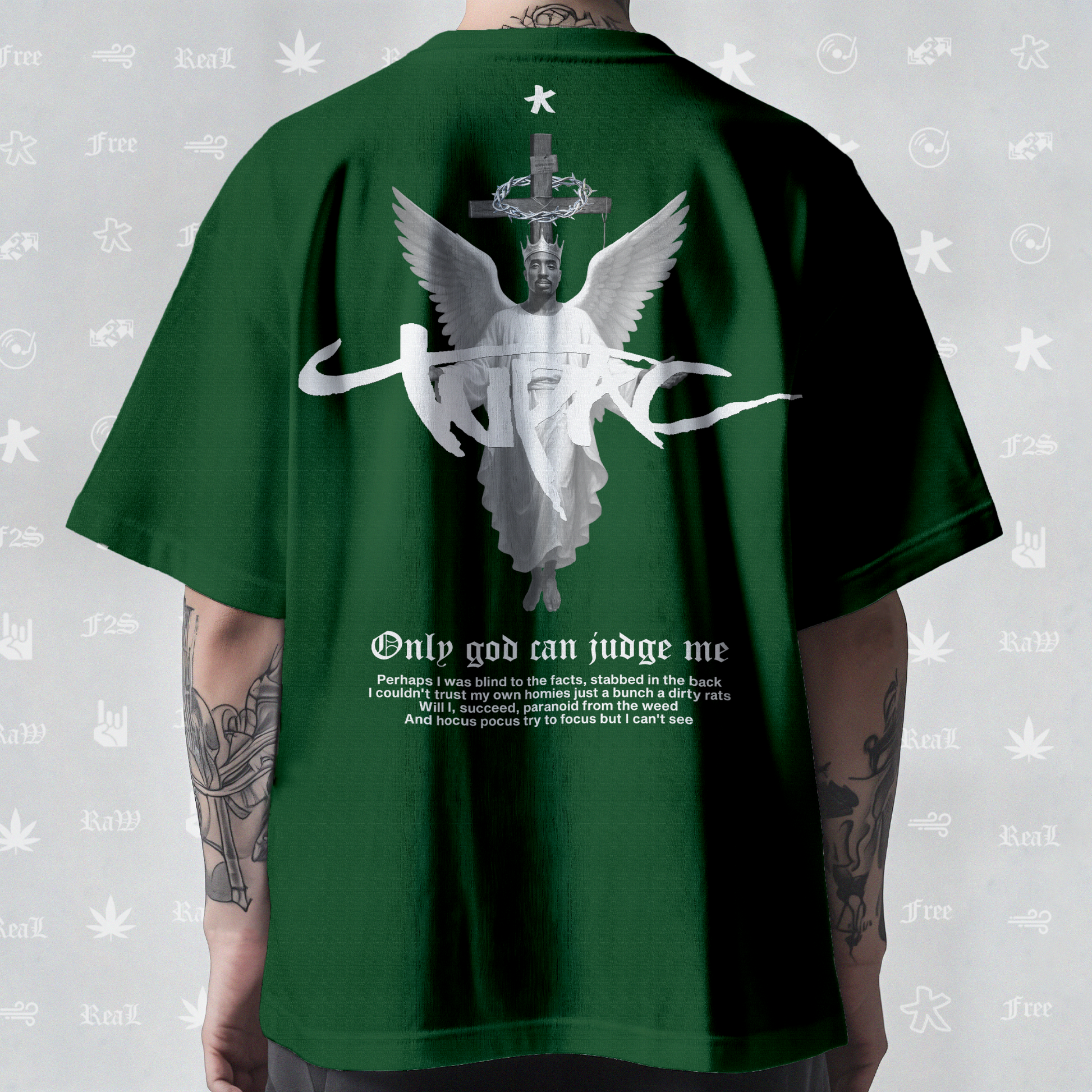 Tupac The Messiah Unisex Bottle Green Oversized Tee