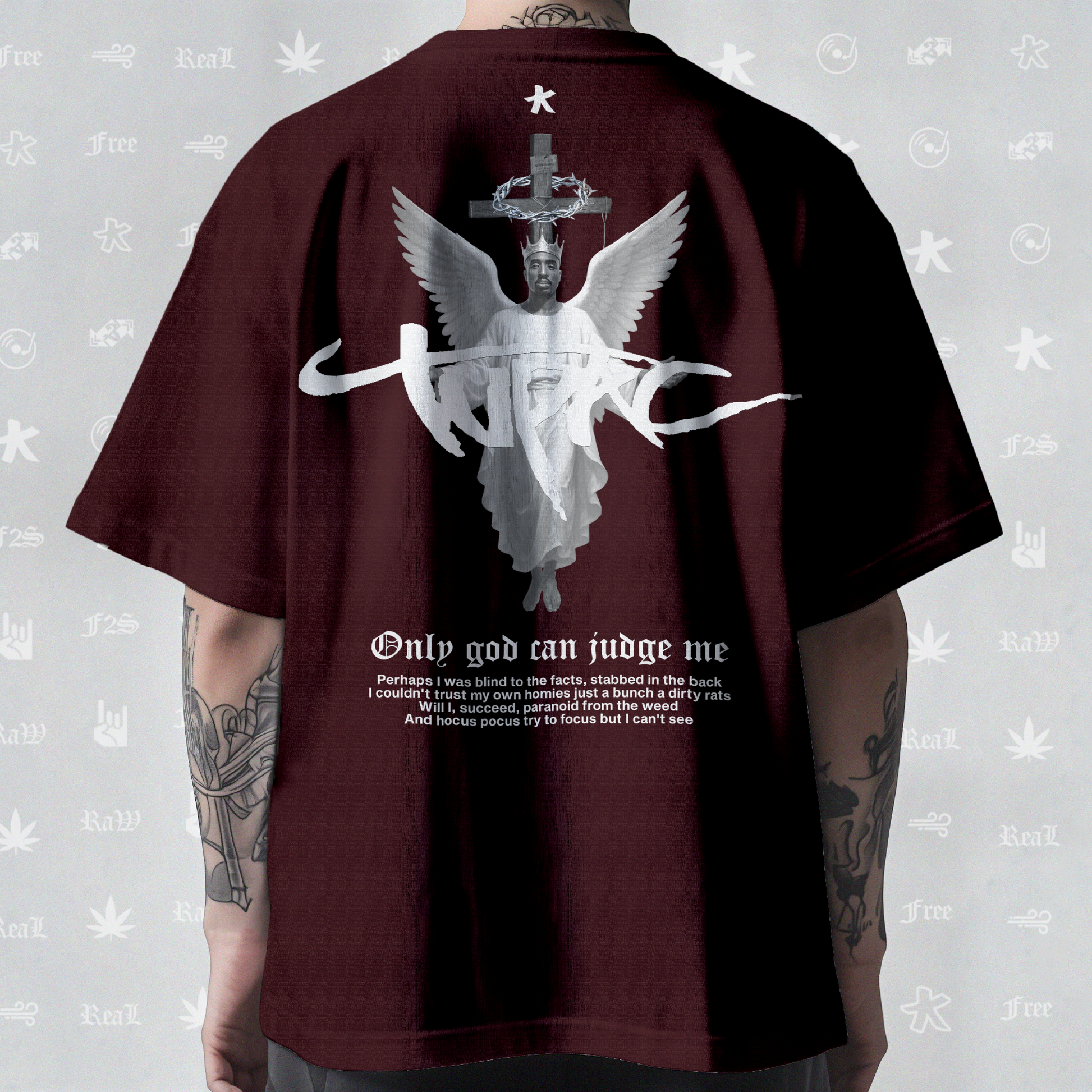 Tupac The Messiah Unisex Maroon Oversized Tee