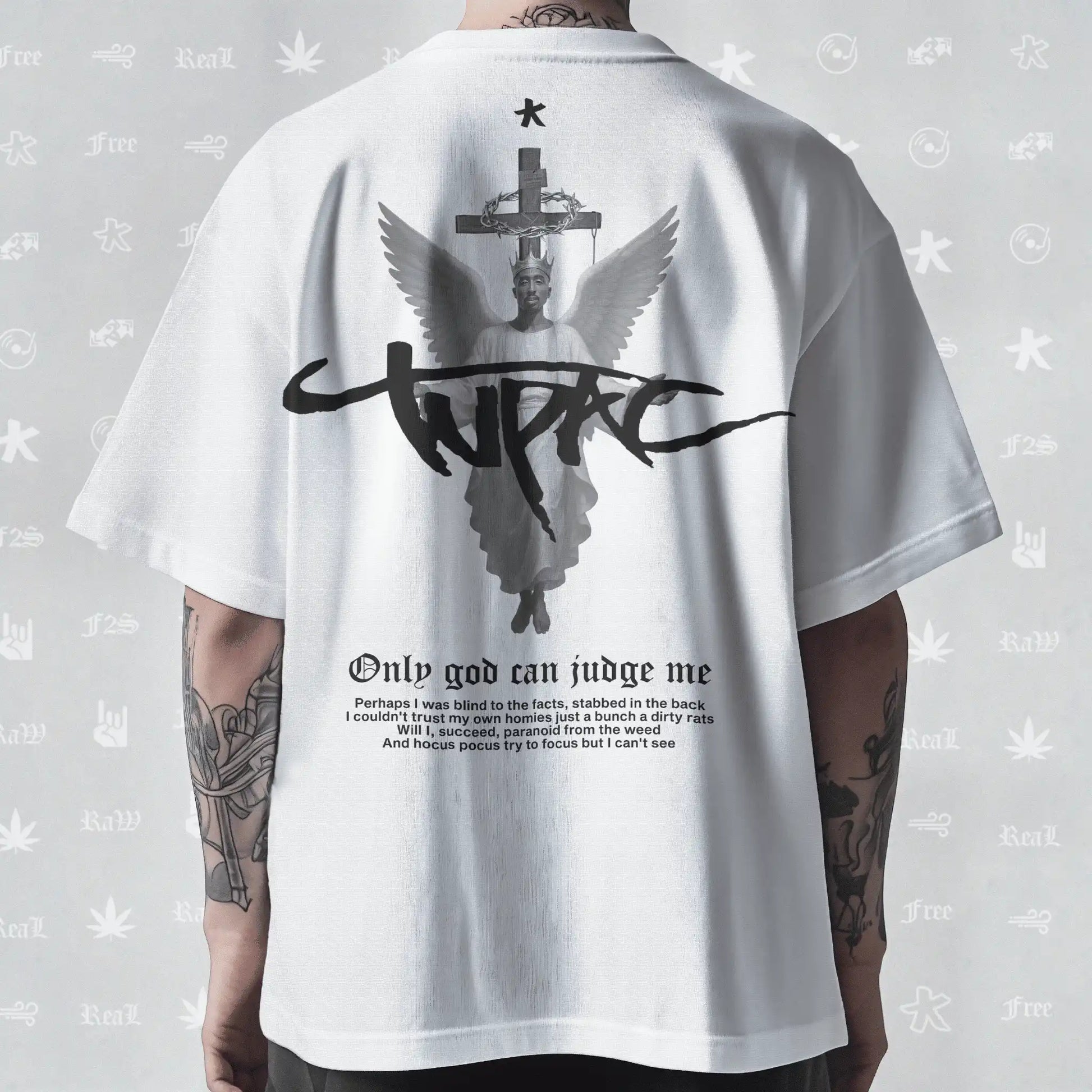Tupac The Messiah Unisex White Oversized Oversized T-Shirt.
