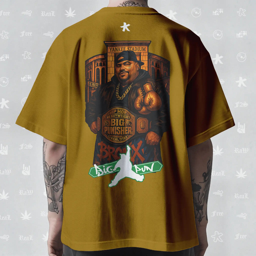 Big Pun Heavyweight Unisex Mustard Oversized T-Shirt.