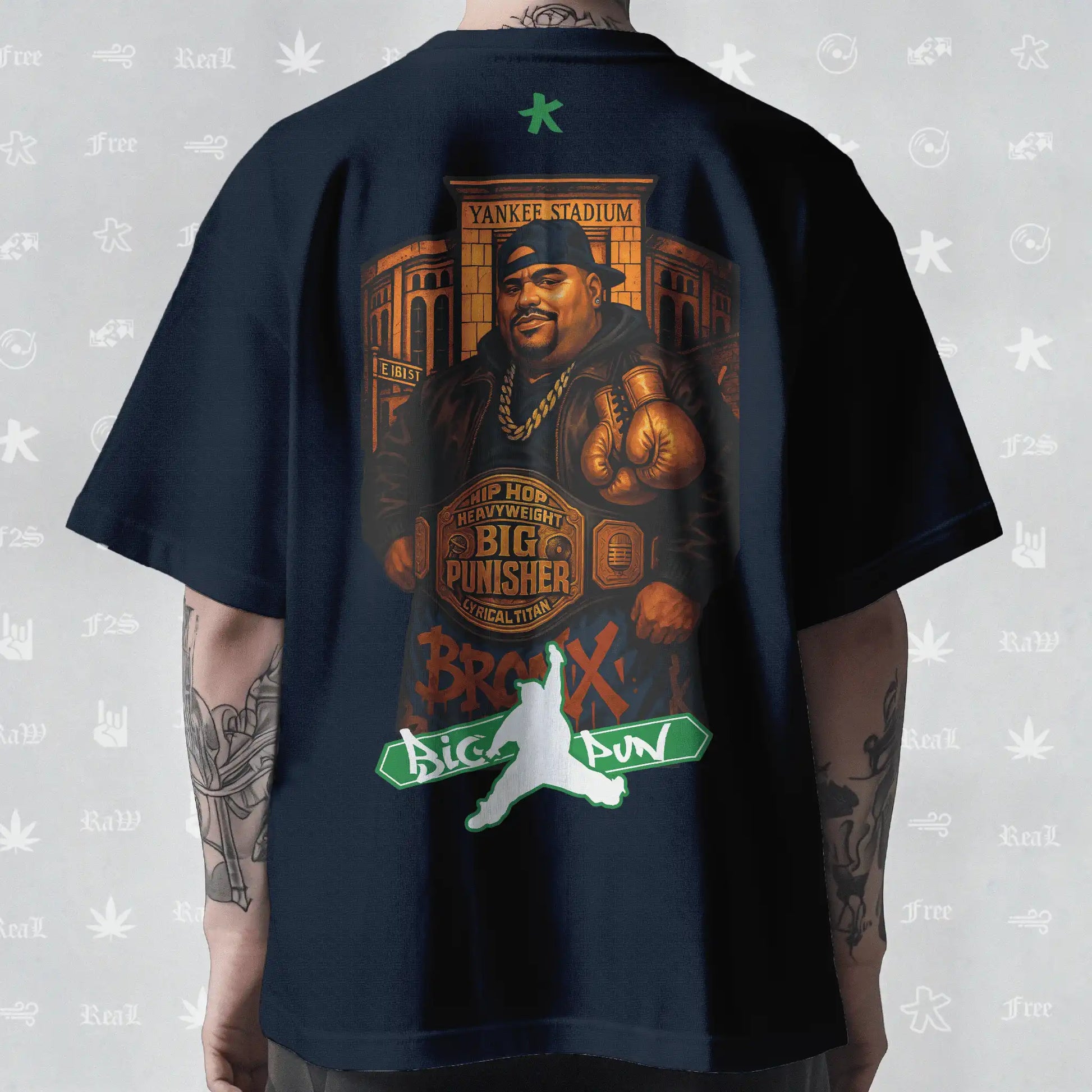 Big Pun Heavyweight Unisex Navy Blue Oversized T-Shirt.