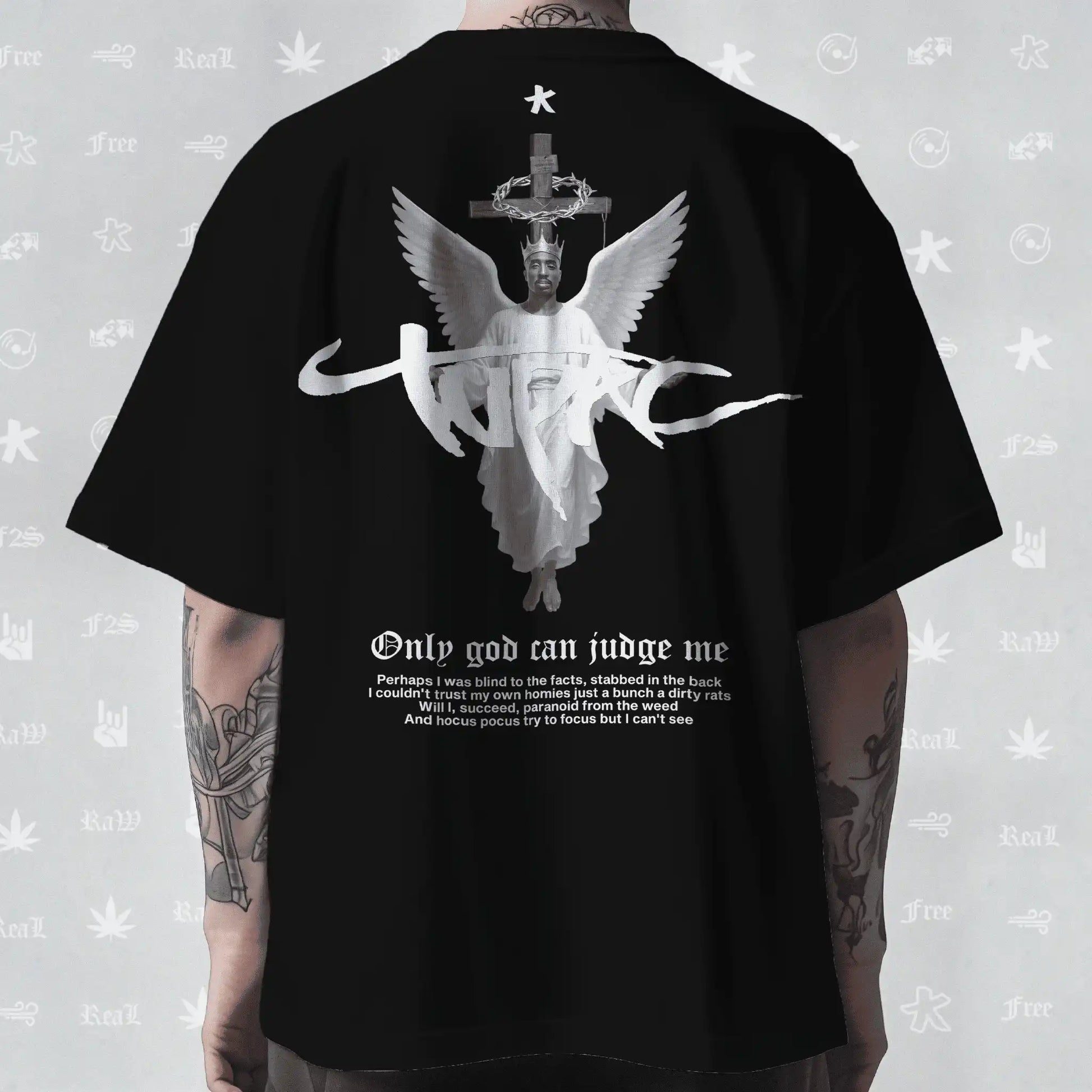 Tupac The Messiah Unisex Black Oversized T-Shirt.