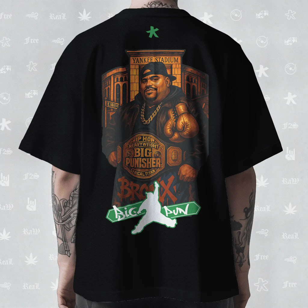 Big Pun Heavyweight Unisex Black Oversized T-Shirt.