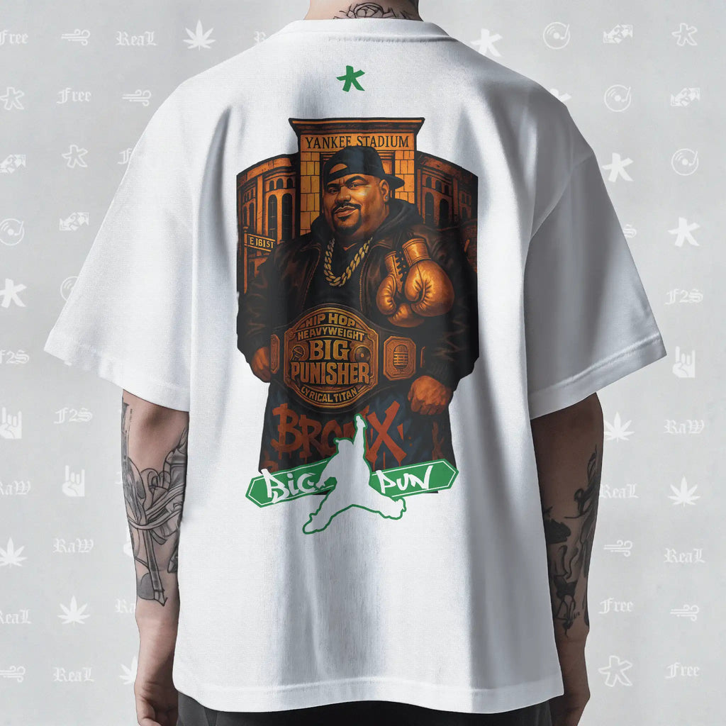 Big Pun Heavyweight Unisex White Oversized T-Shirt.