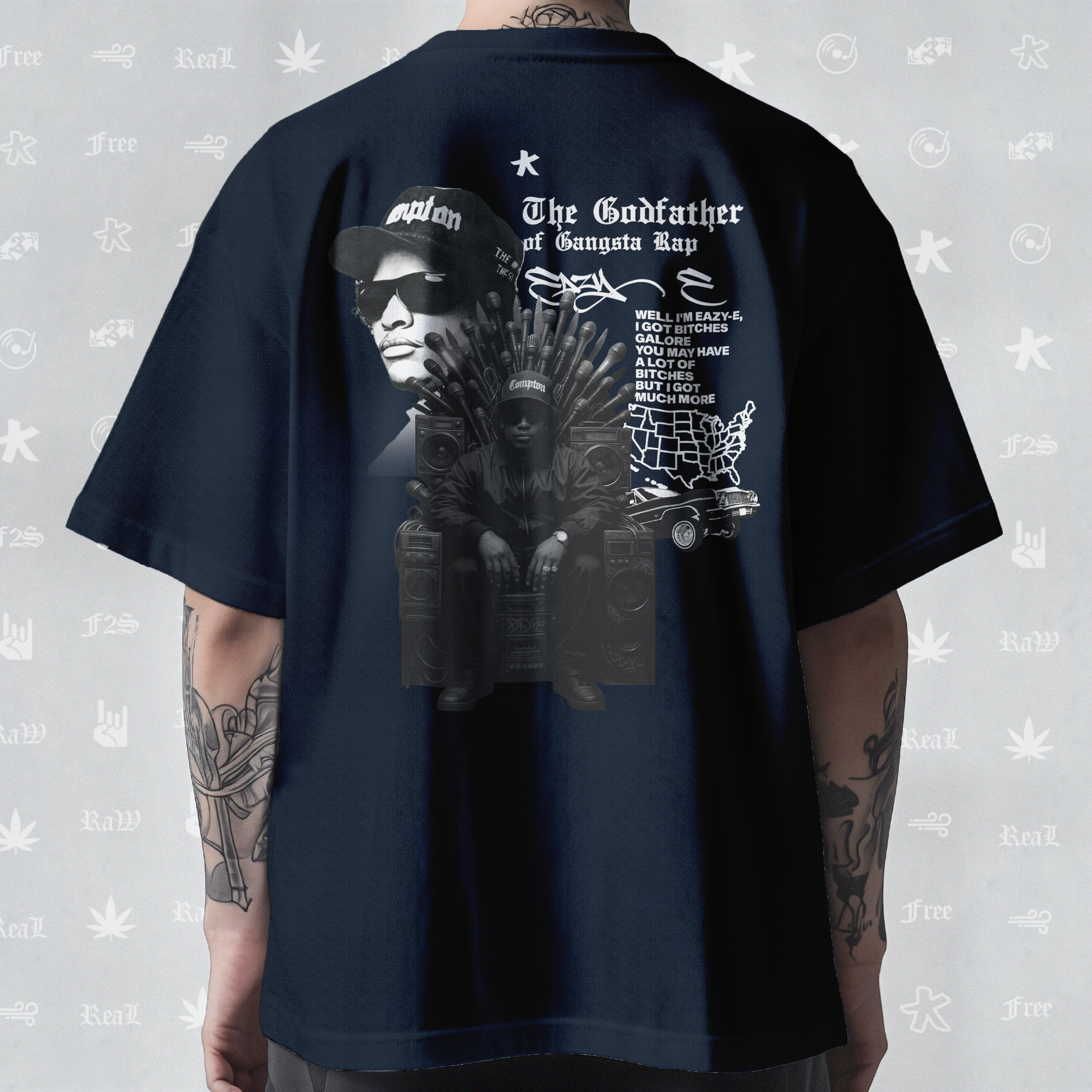 Eazy-E Godfather of Gangsta Rap Unisex Navy Blue Tee