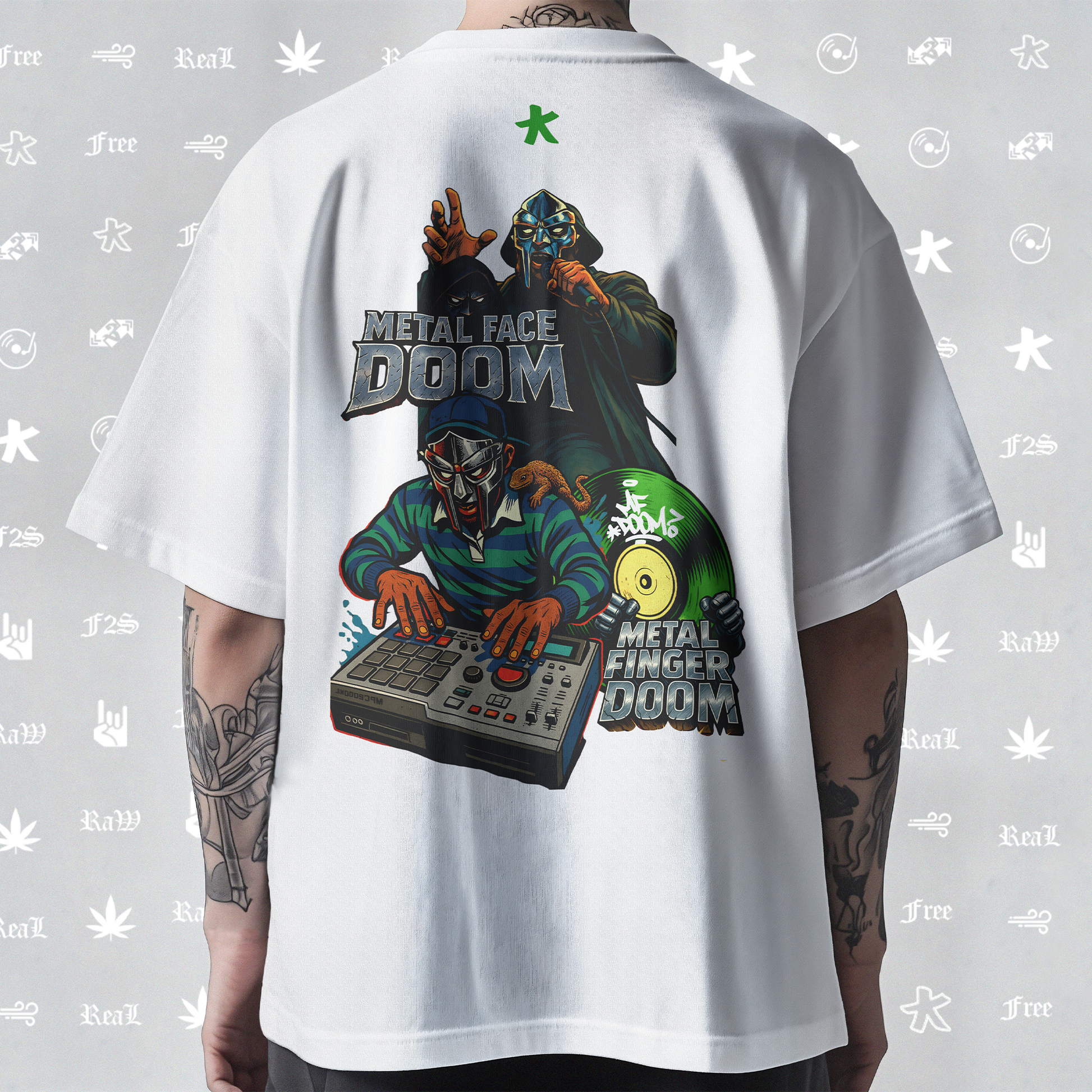 MF DOOM METAL FACE/FINGER Unisex White Tee