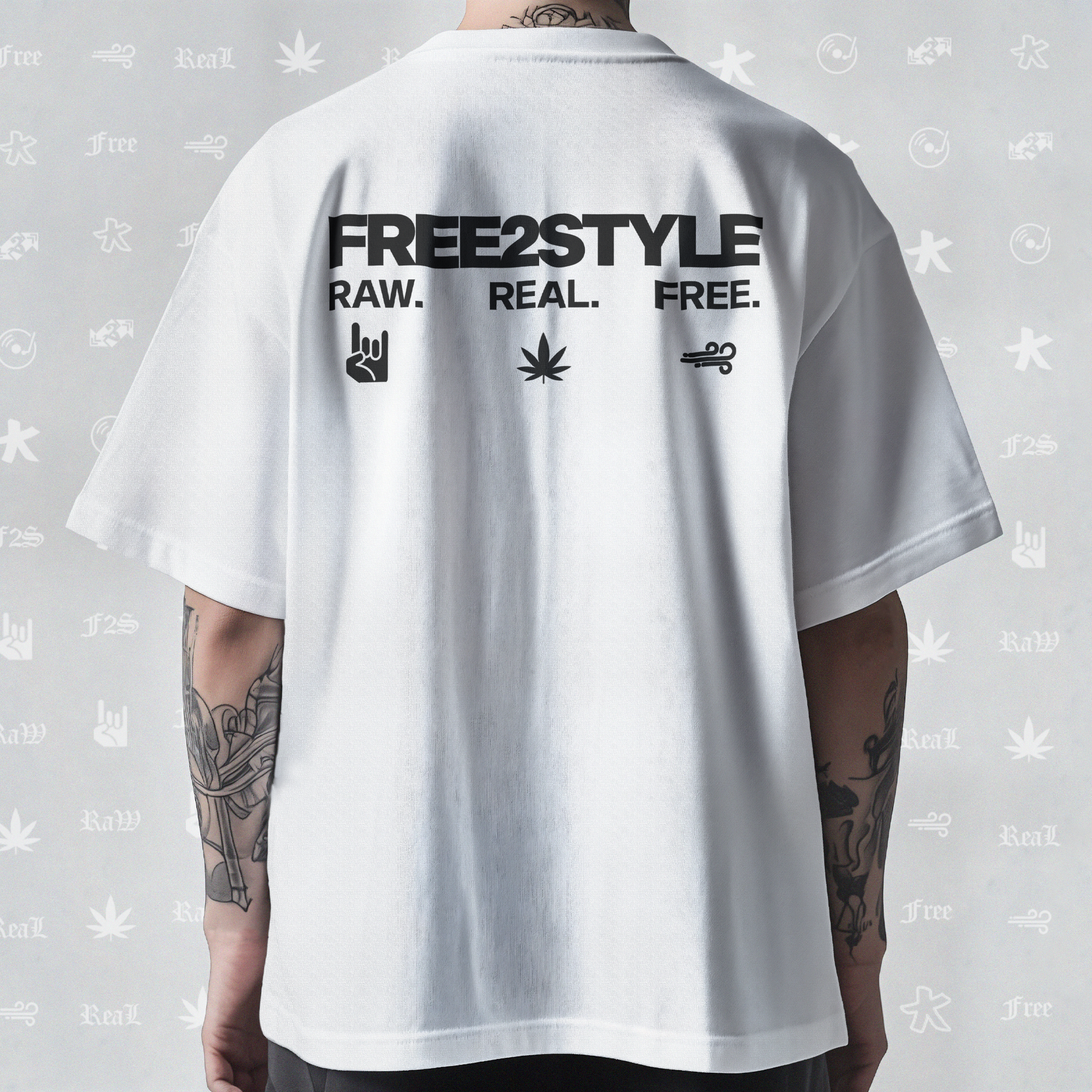 F2S Original Double Black Logo White Tee Unisex