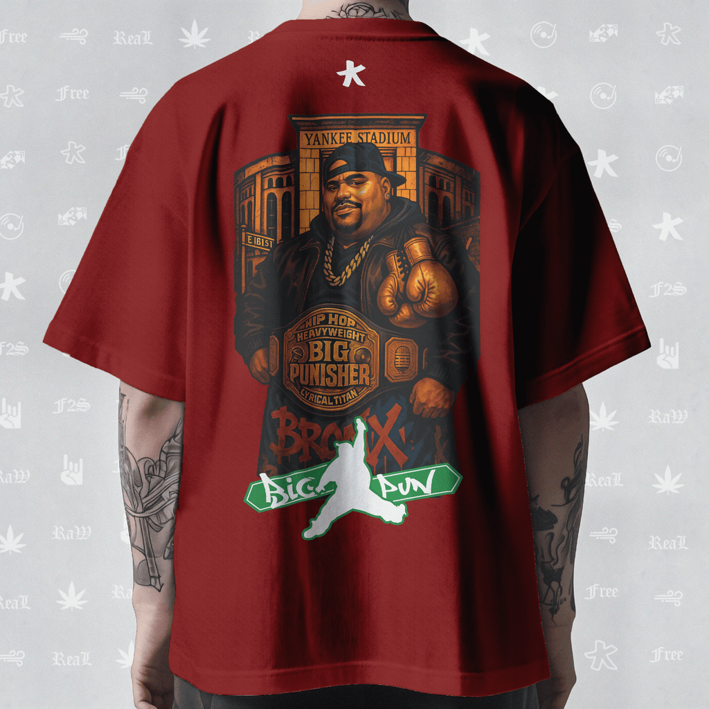 Big Pun Heavyweight Unisex Red Oversized T-Shirt.