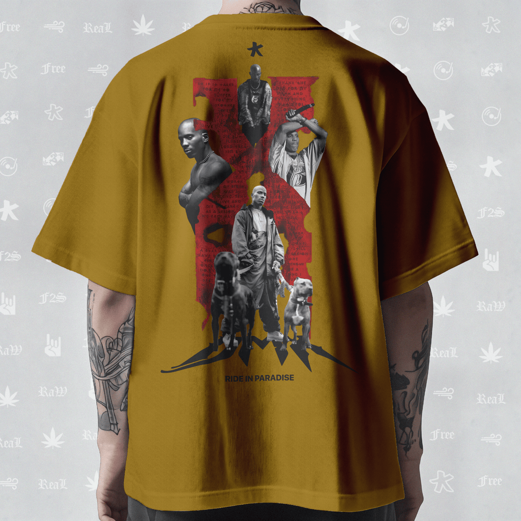 DMX The O.G. Dawg Unisex Mustard Oversized T-Shirt.