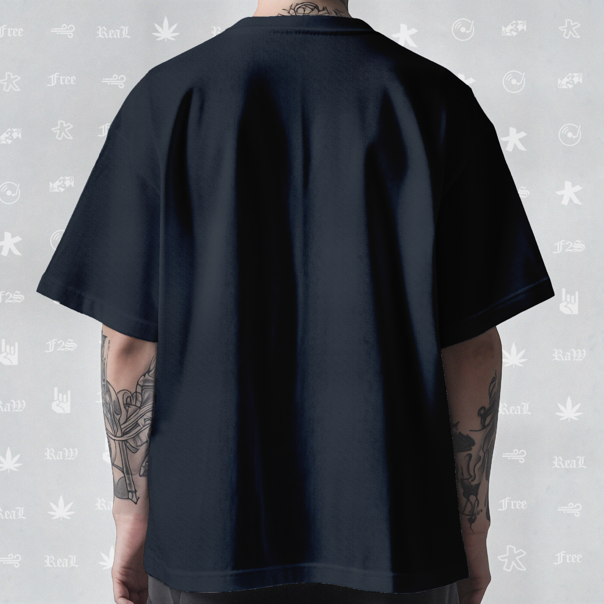 F2S Original Green Logo Navy Blue Tee Unisex