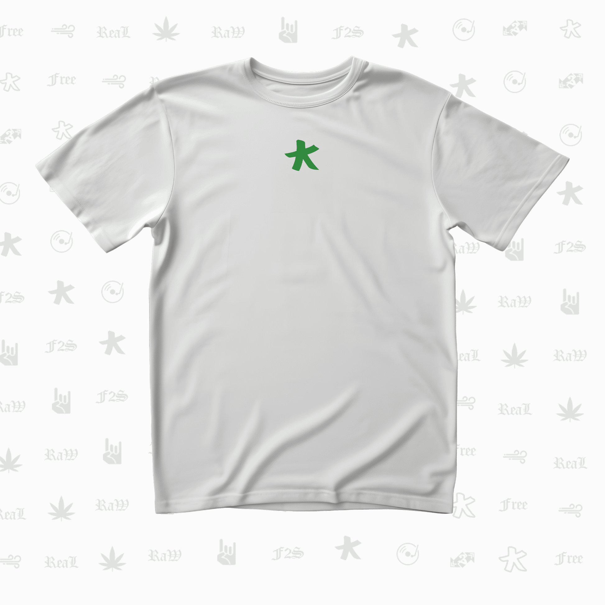 F2S Original Double Green Logo White Unisex Oversized T-Shirt.