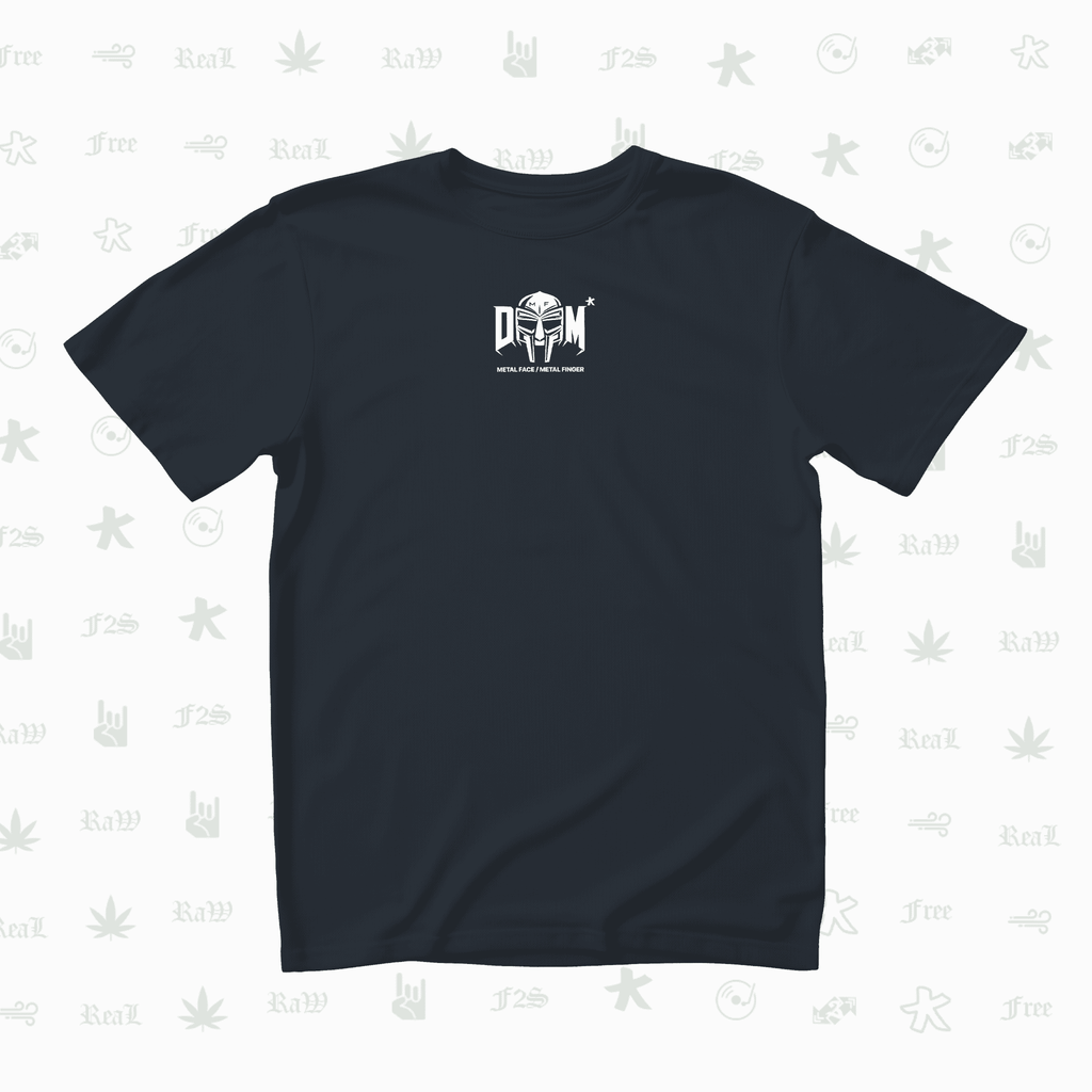 MF DOOM METAL FACE/FINGER Unisex Navy Blue Oversized T-Shirt.