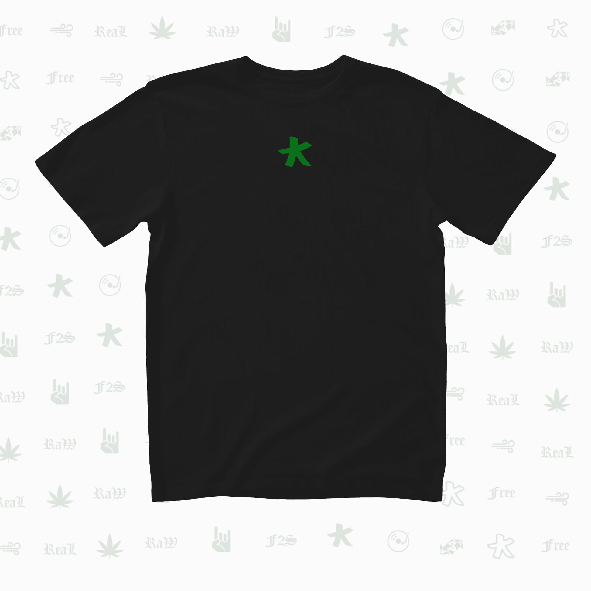 F2S Original Double Green Logo Black Unisex Oversized T-Shirt.