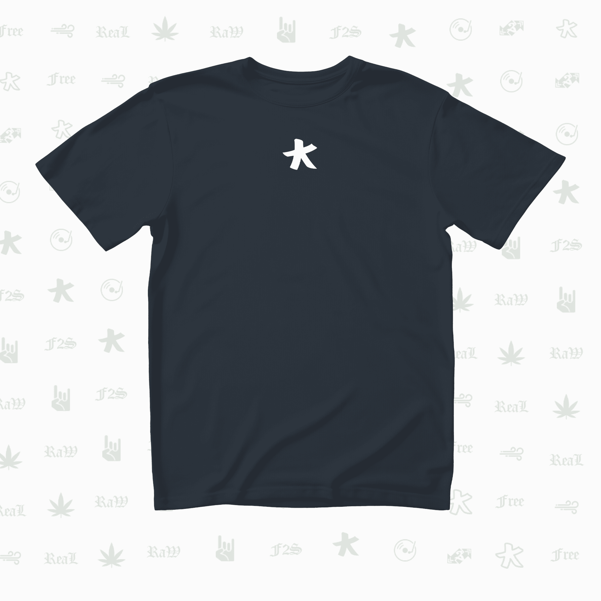 F2S Original Double White Logo Navy Blue Unisex Oversized T-Shirt.