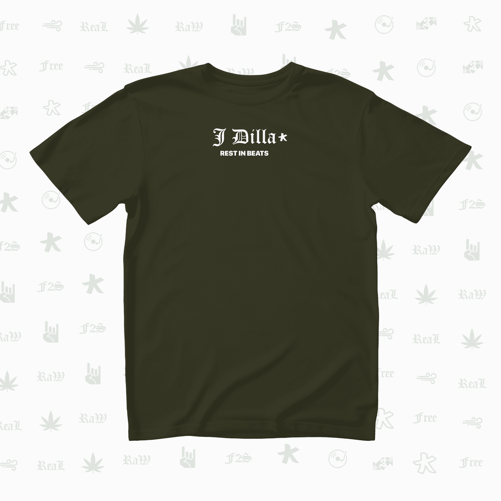 J Dilla Rest In Beats Unisex Olive Green Oversized T-Shirt.