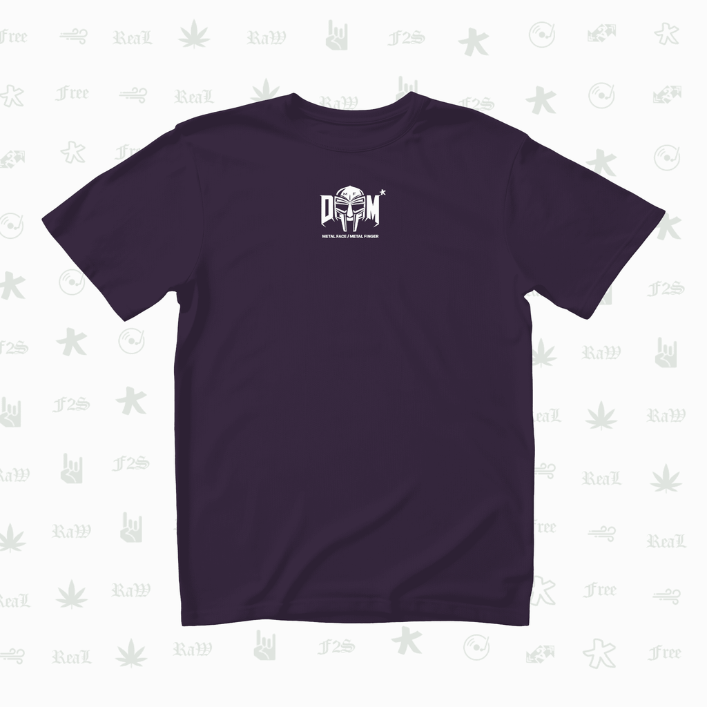 MF DOOM METAL FACE/FINGER Unisex Purple Oversized T-Shirt.