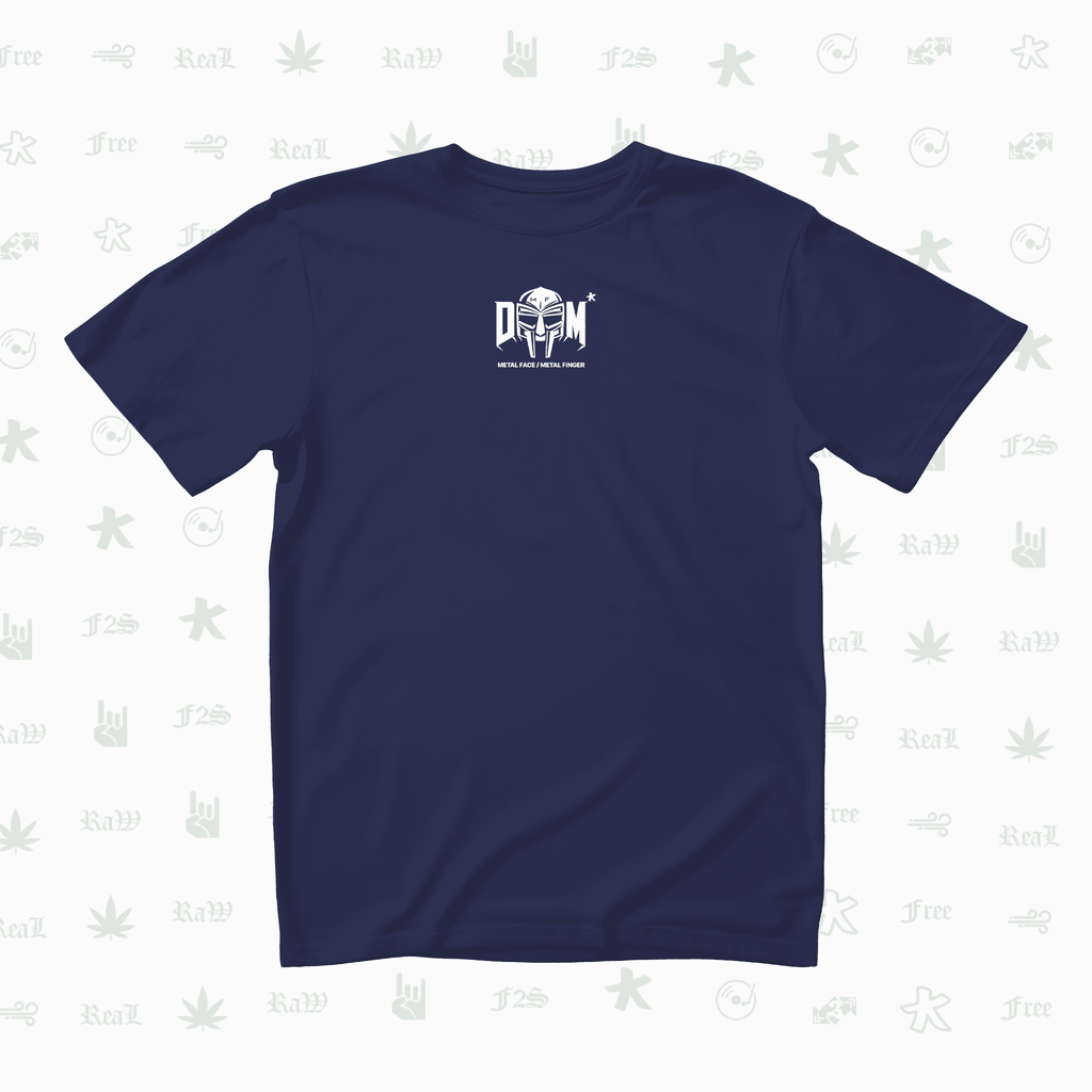 MF DOOM METAL FACE/FINGER Unisex Royal Blue Oversized T-Shirt.