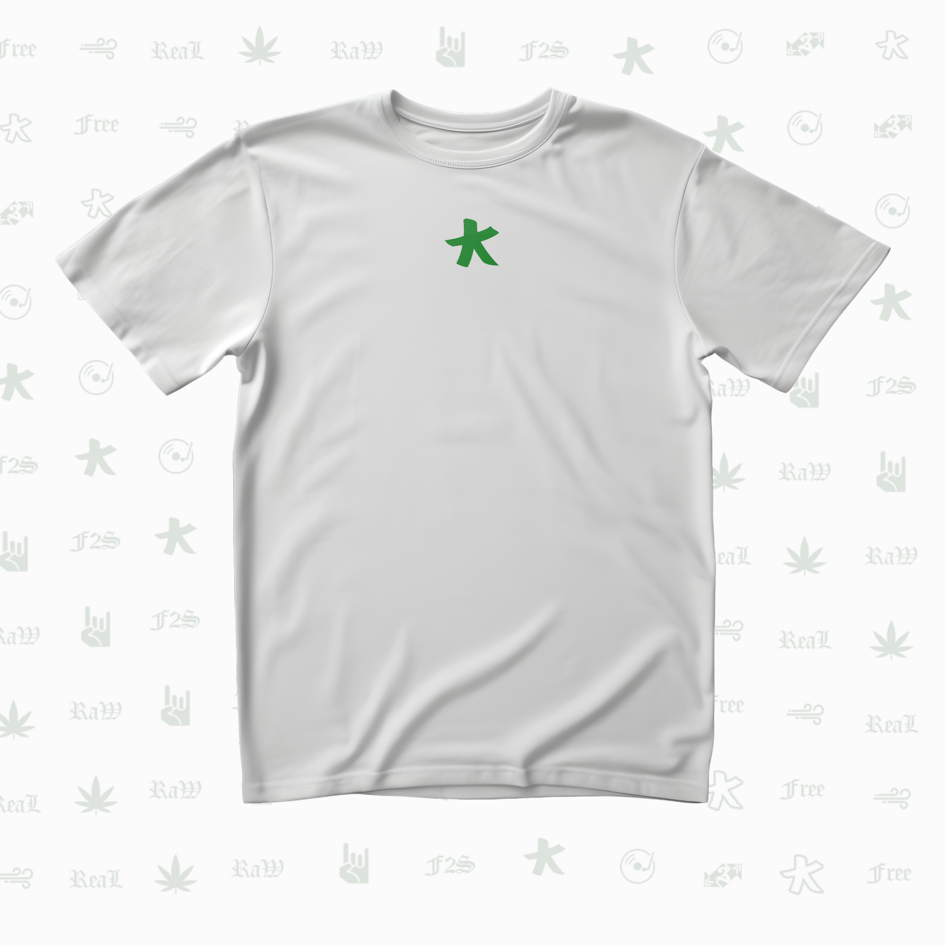 F2S Original Double Green Logo White Tee Unisex