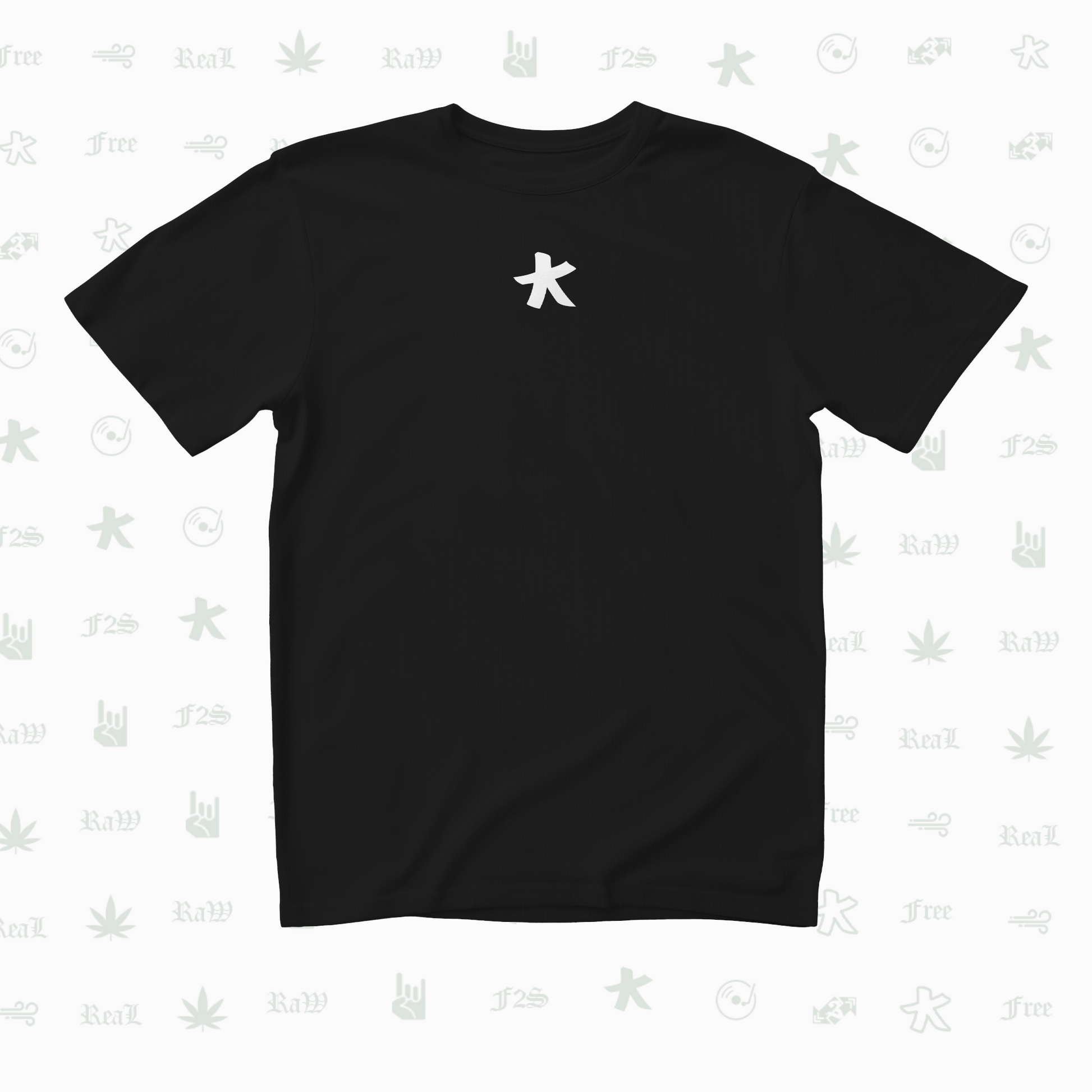 F2S Original Double White Logo Black Tee Unisex