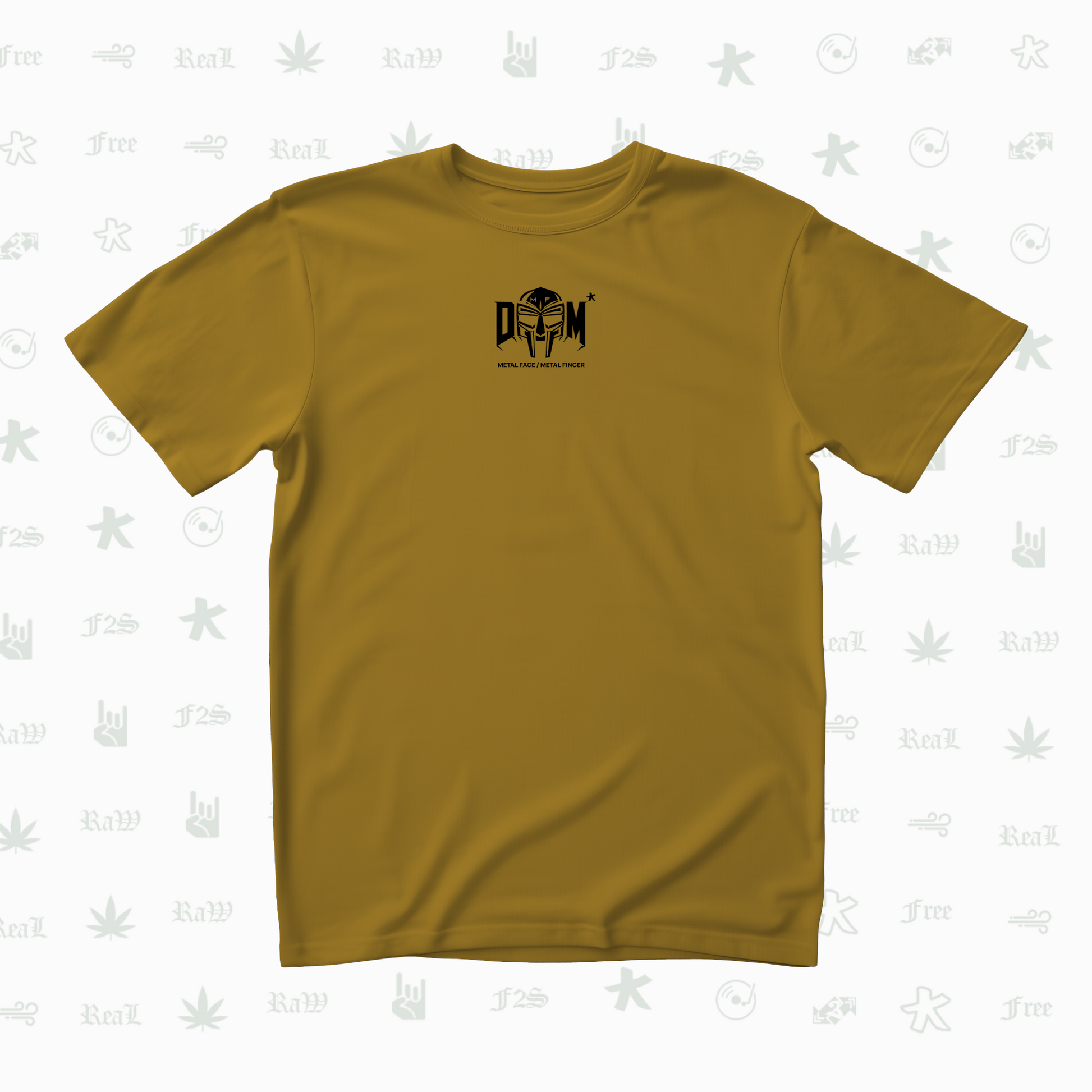 MF DOOM METAL FACE/FINGER Unisex Mustard Tee