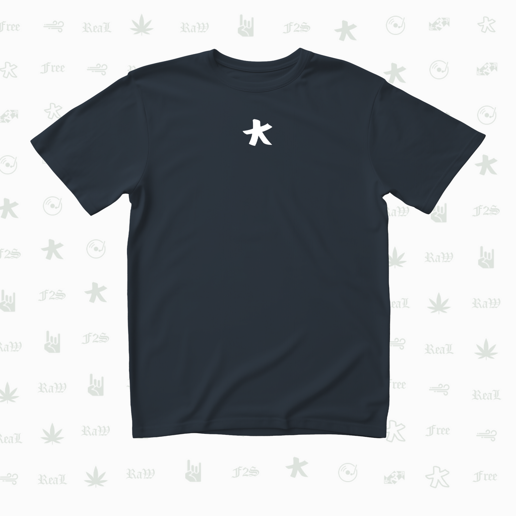 F2S Original Double White Logo Navy Blue Tee Unisex