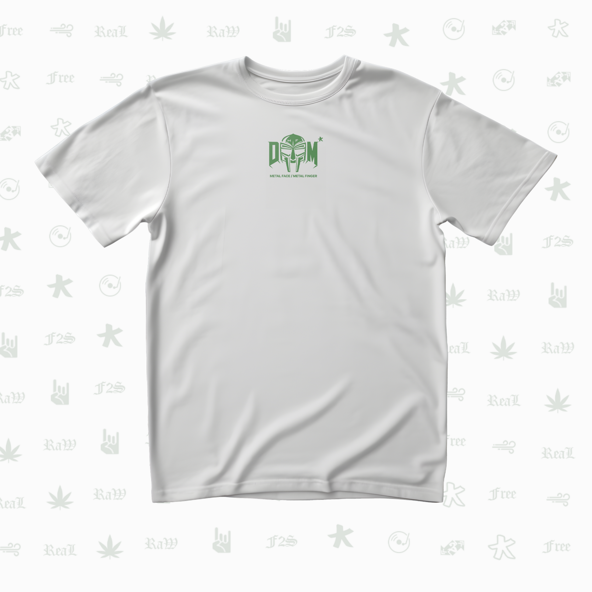 MF DOOM METAL FACE/FINGER Unisex White Tee
