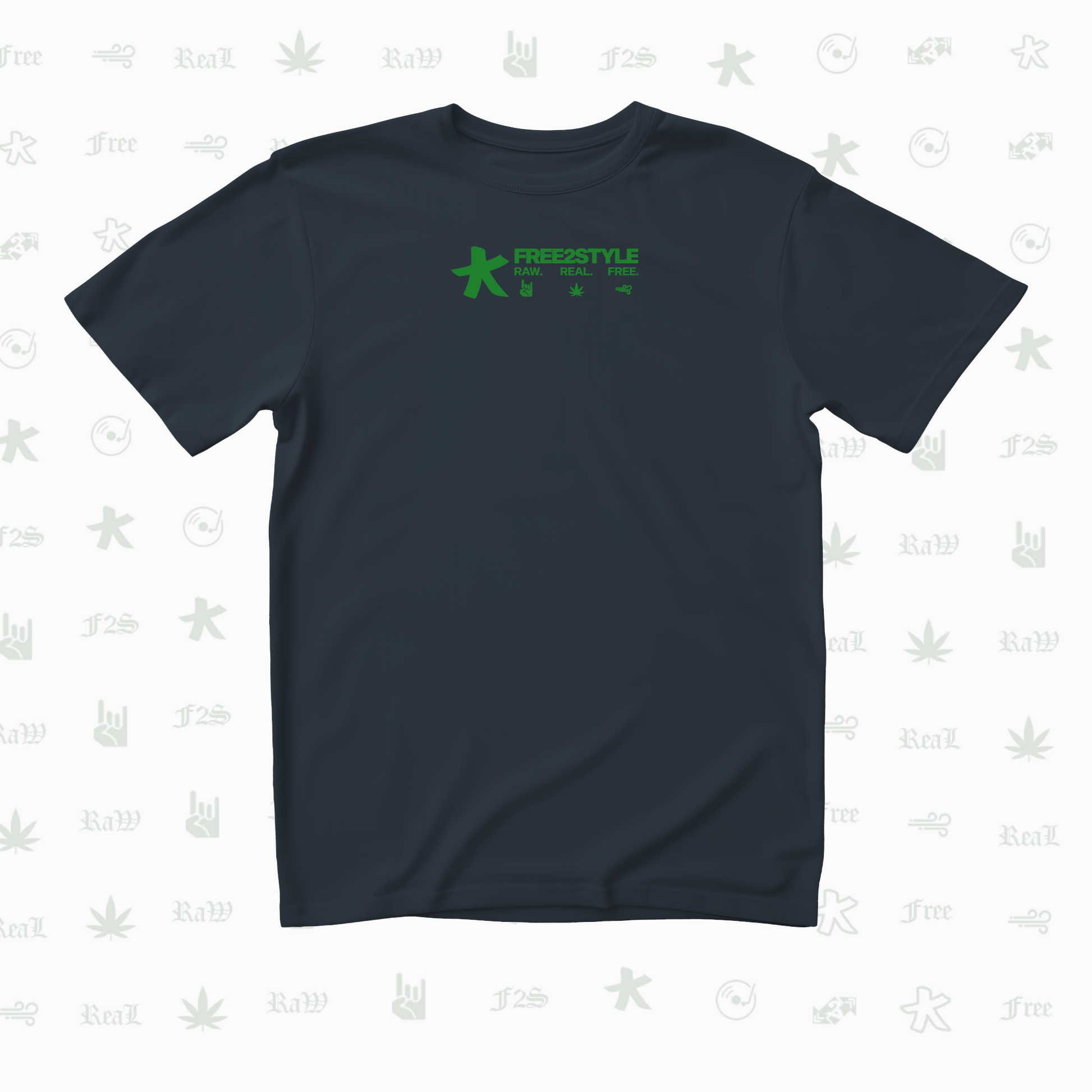 F2S Original Green Logo Navy Blue Tee Unisex