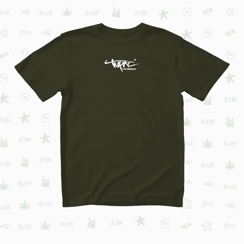 Tupac The Messiah Unisex Olive Green Oversized Oversized T-Shirt.