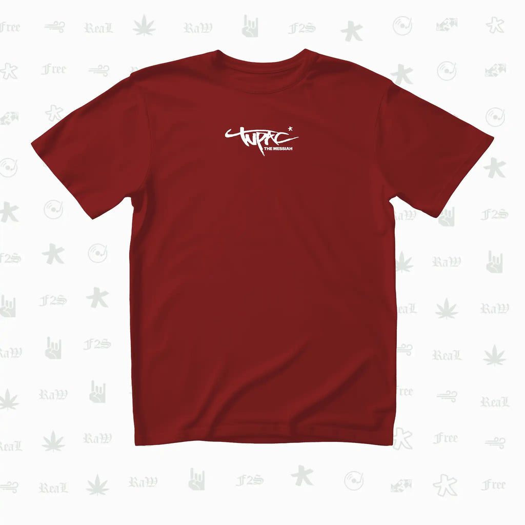Tupac The Messiah Unisex Red Oversized Oversized T-Shirt.