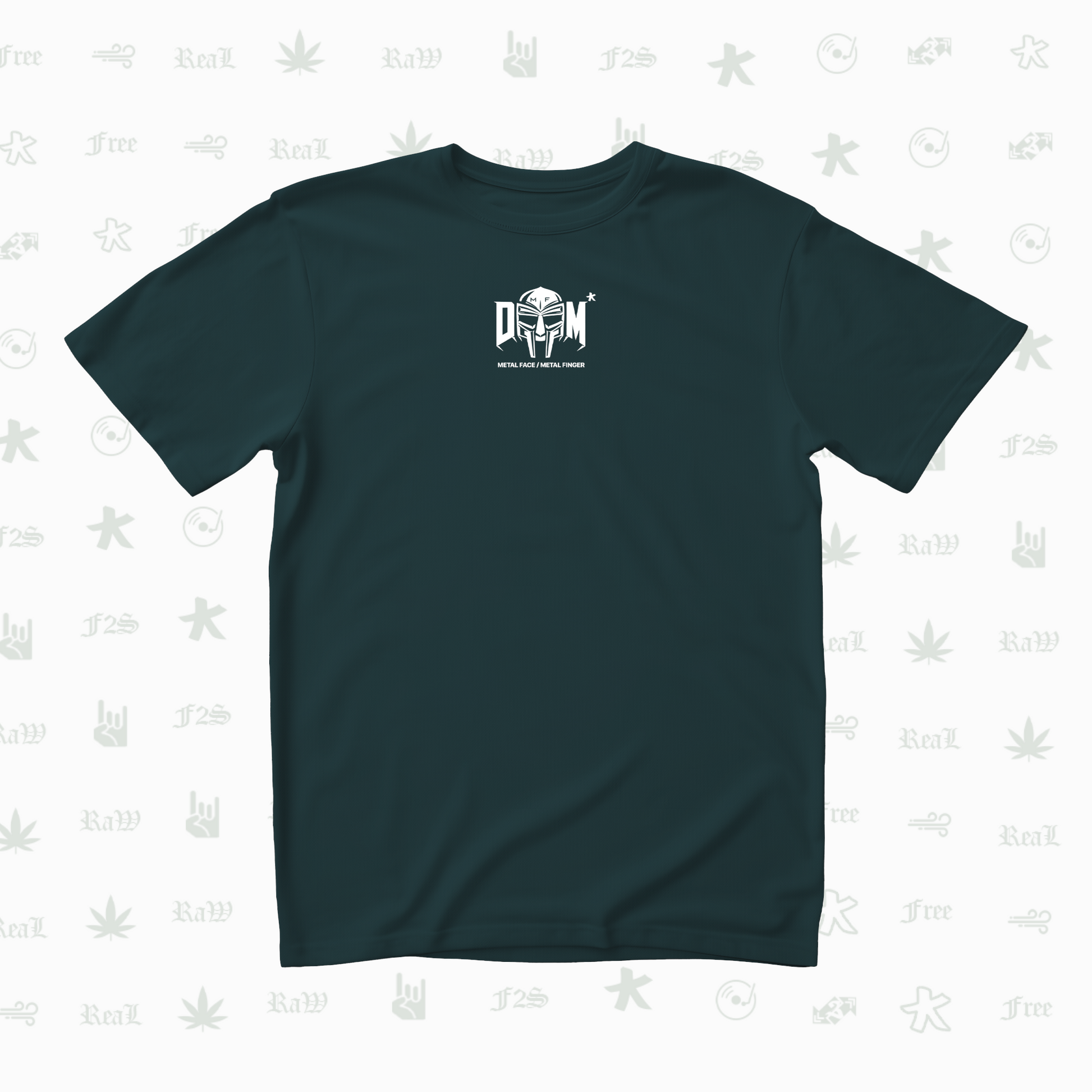 MF DOOM METAL FACE/FINGER Unisex Petrol Blue Tee