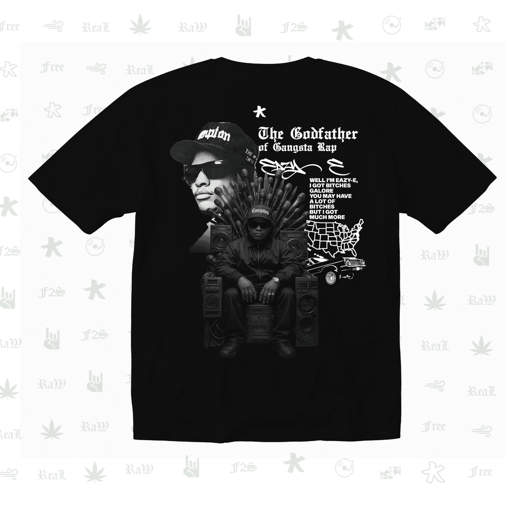 Eazy-E Godfather of Gangsta Rap Unisex Black Oversized T-Shirt.
