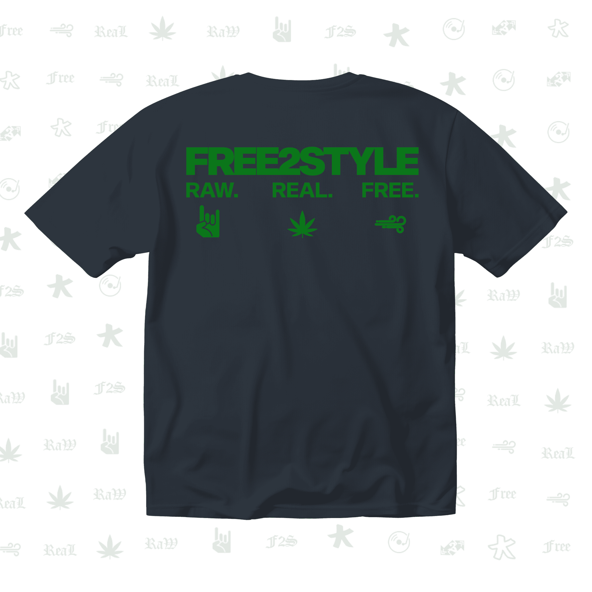 F2S Original Double Green Logo Navy Blue Unisex Oversized T-Shirt.