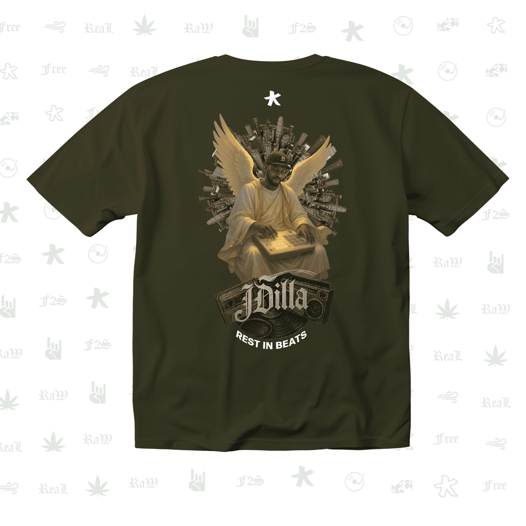 J Dilla Rest In Beats Unisex Olive Green Oversized T-Shirt.