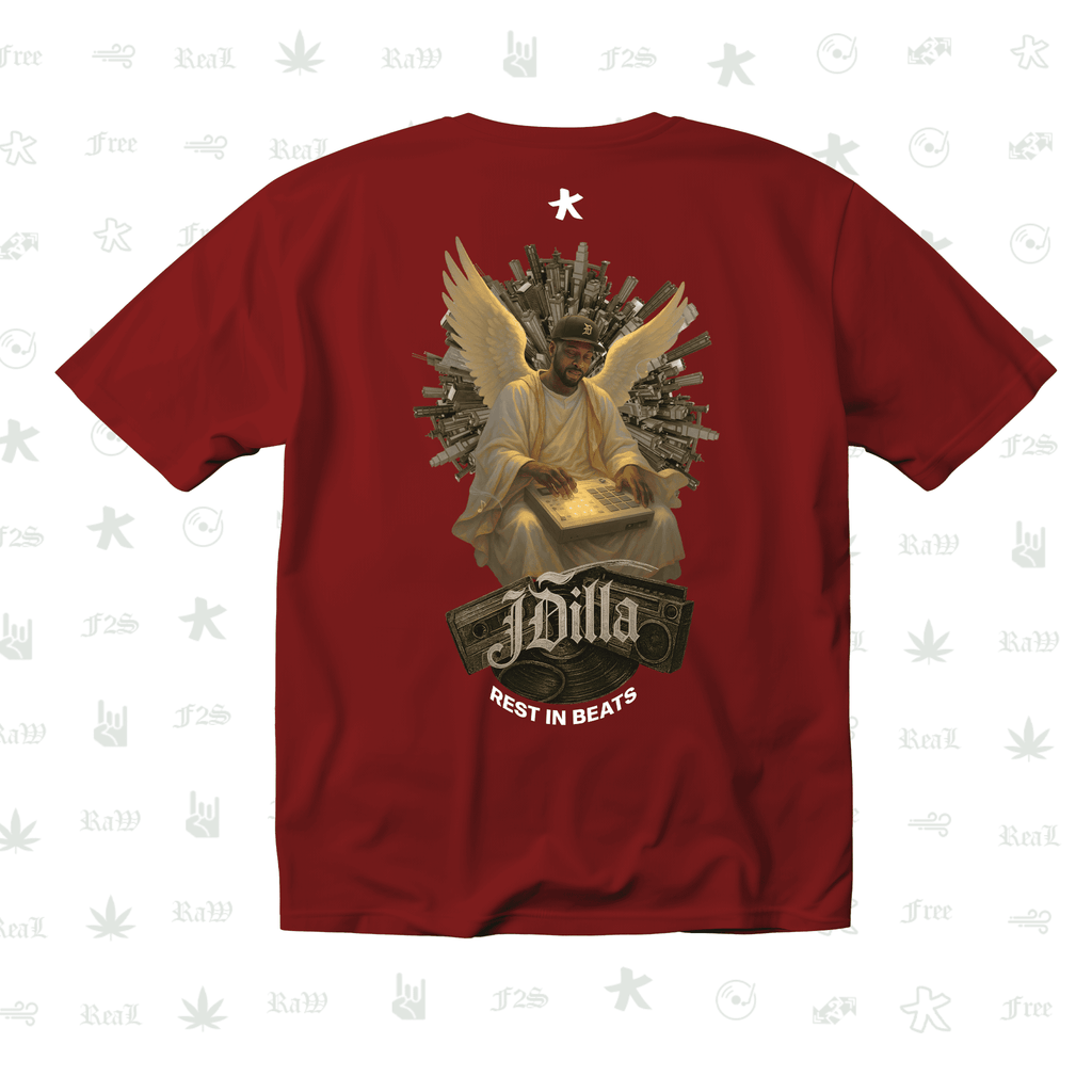 J Dilla Rest In Beats Unisex Red Oversized T-Shirt.
