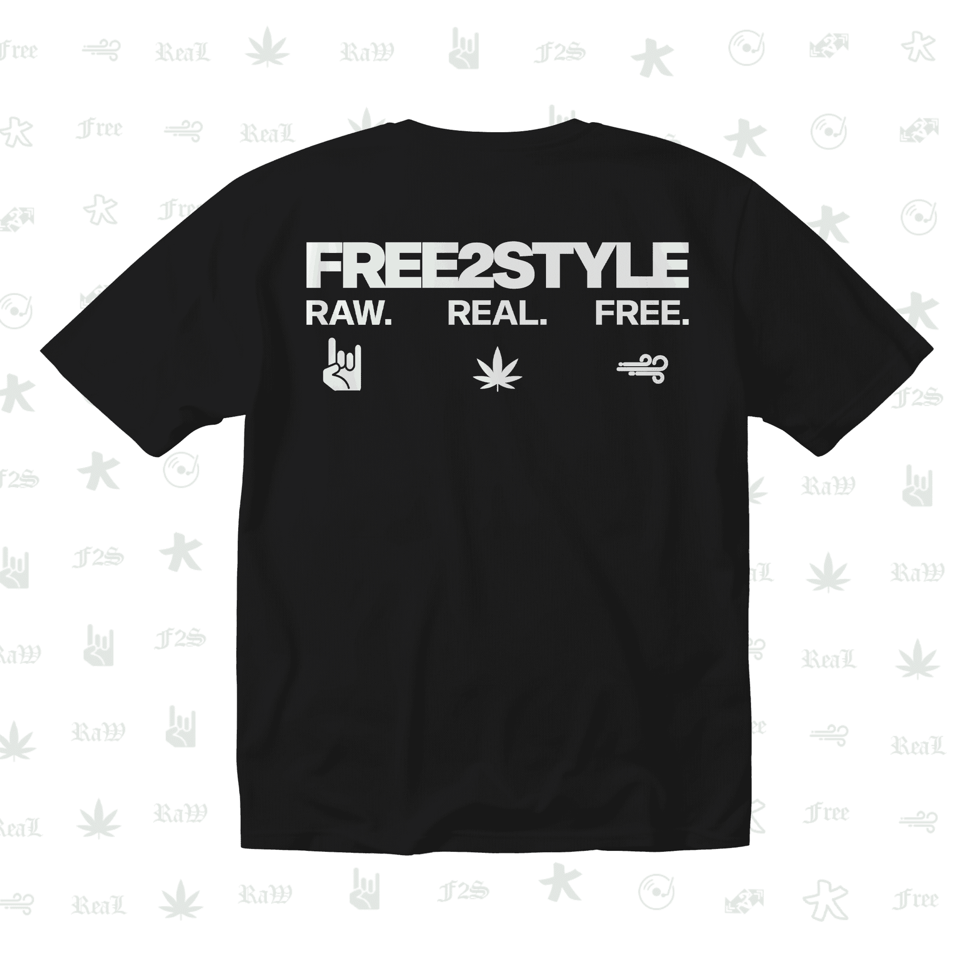 F2S Original Double White Logo Black Unisex Oversized T-Shirt.
