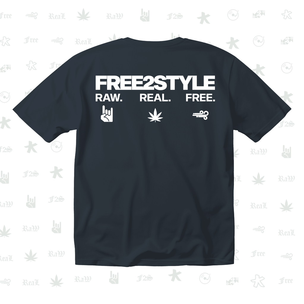 F2S Original Double White Logo Navy Blue Unisex Oversized T-Shirt.