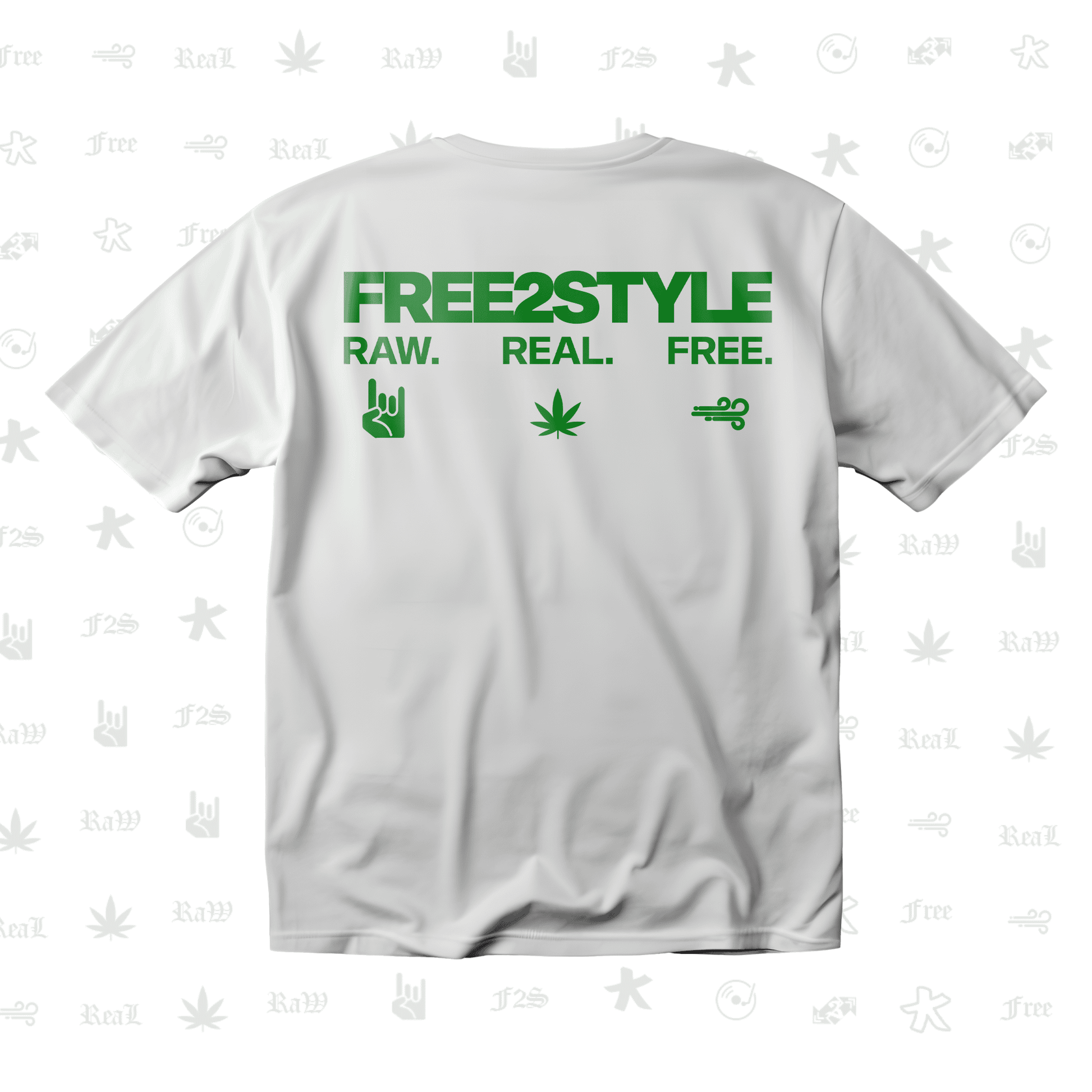 F2S Original Double Green Logo White Unisex Oversized T-Shirt.