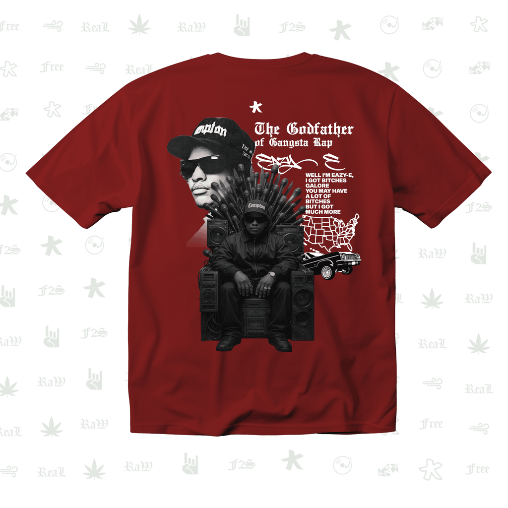 Eazy-E Godfather of Gangsta Rap Unisex Red Oversized T-Shirt.