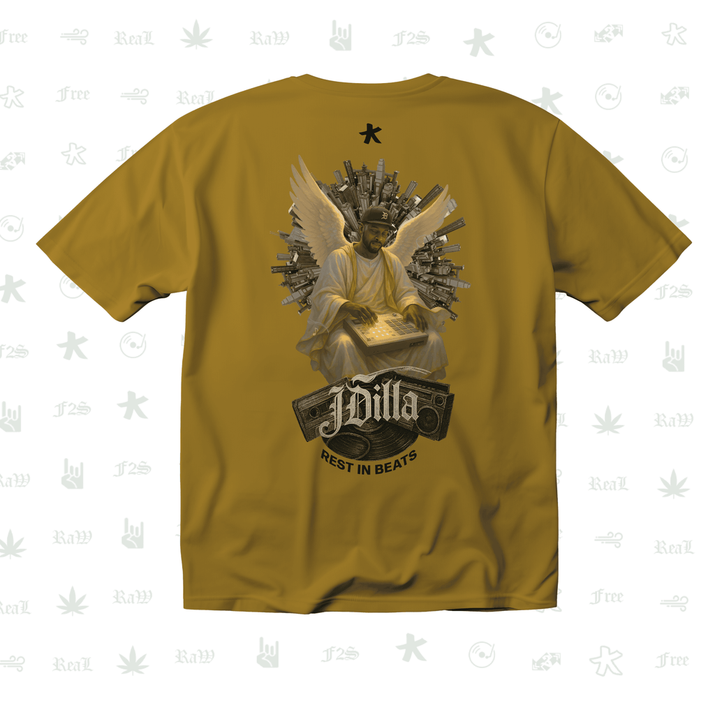 J Dilla Rest In Beats Unisex Mustard Oversized T-Shirt.