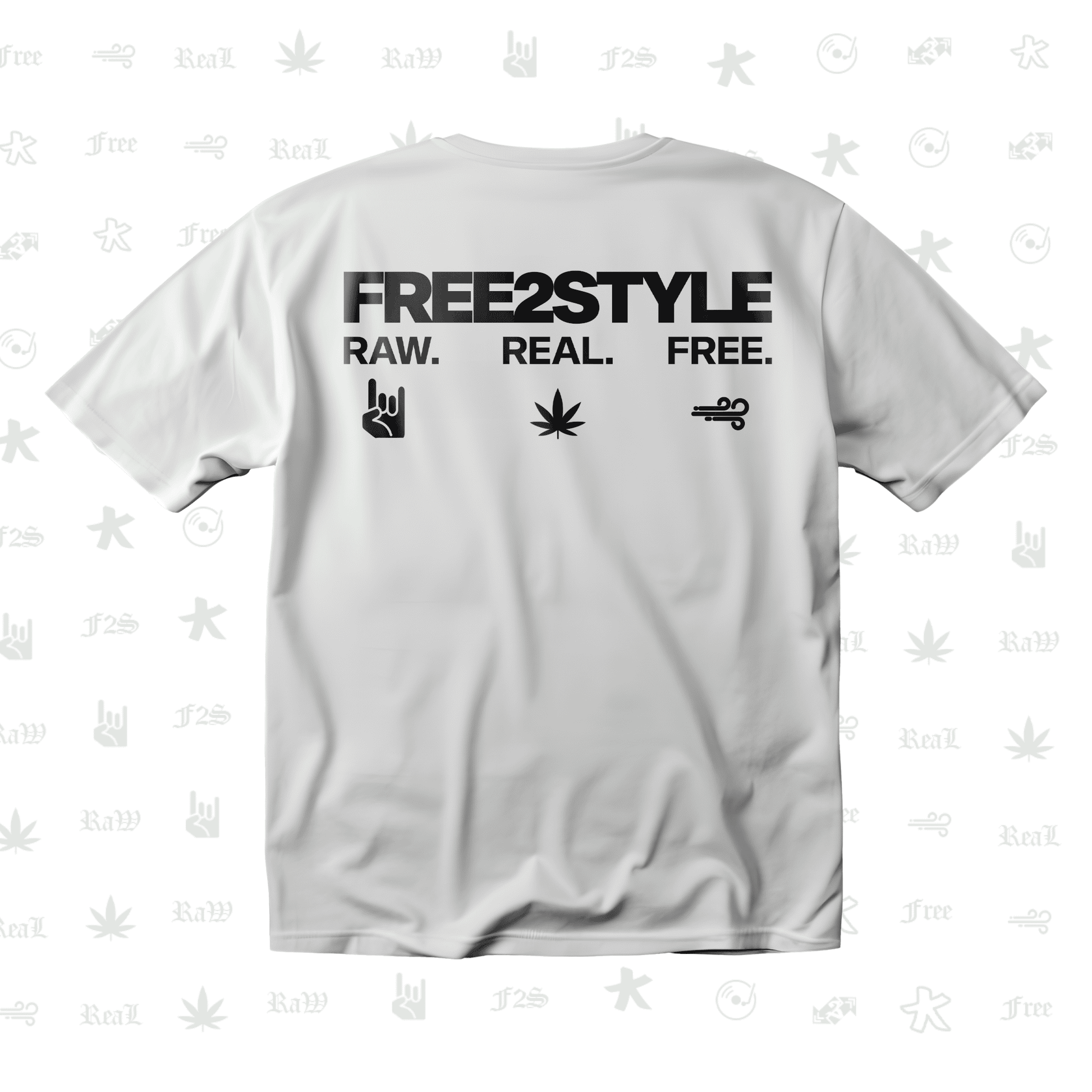 F2S Original Double Black Logo White Unisex Oversized T-Shirt.