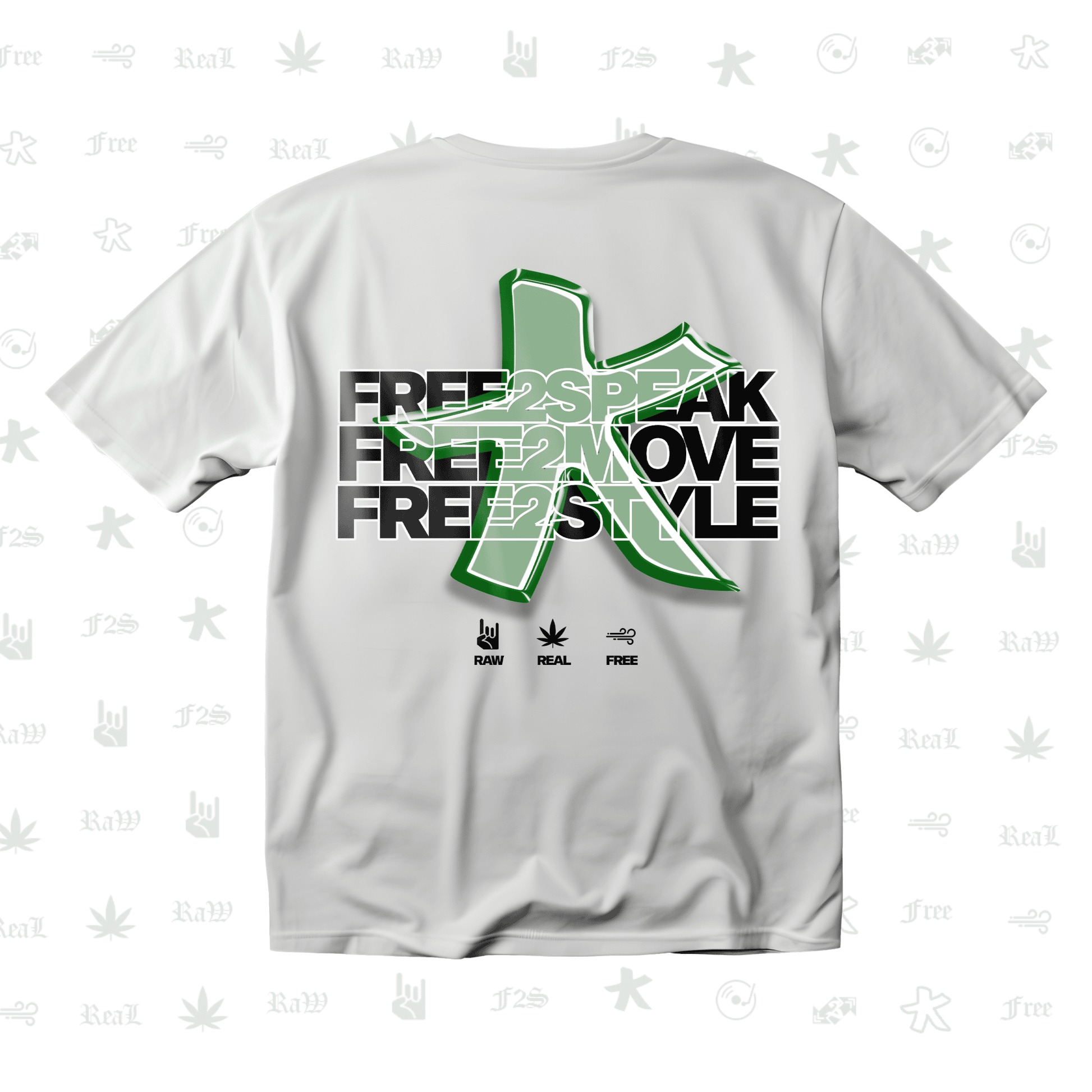 F2S Original Star Logo White Unisex Oversized T-Shirt.