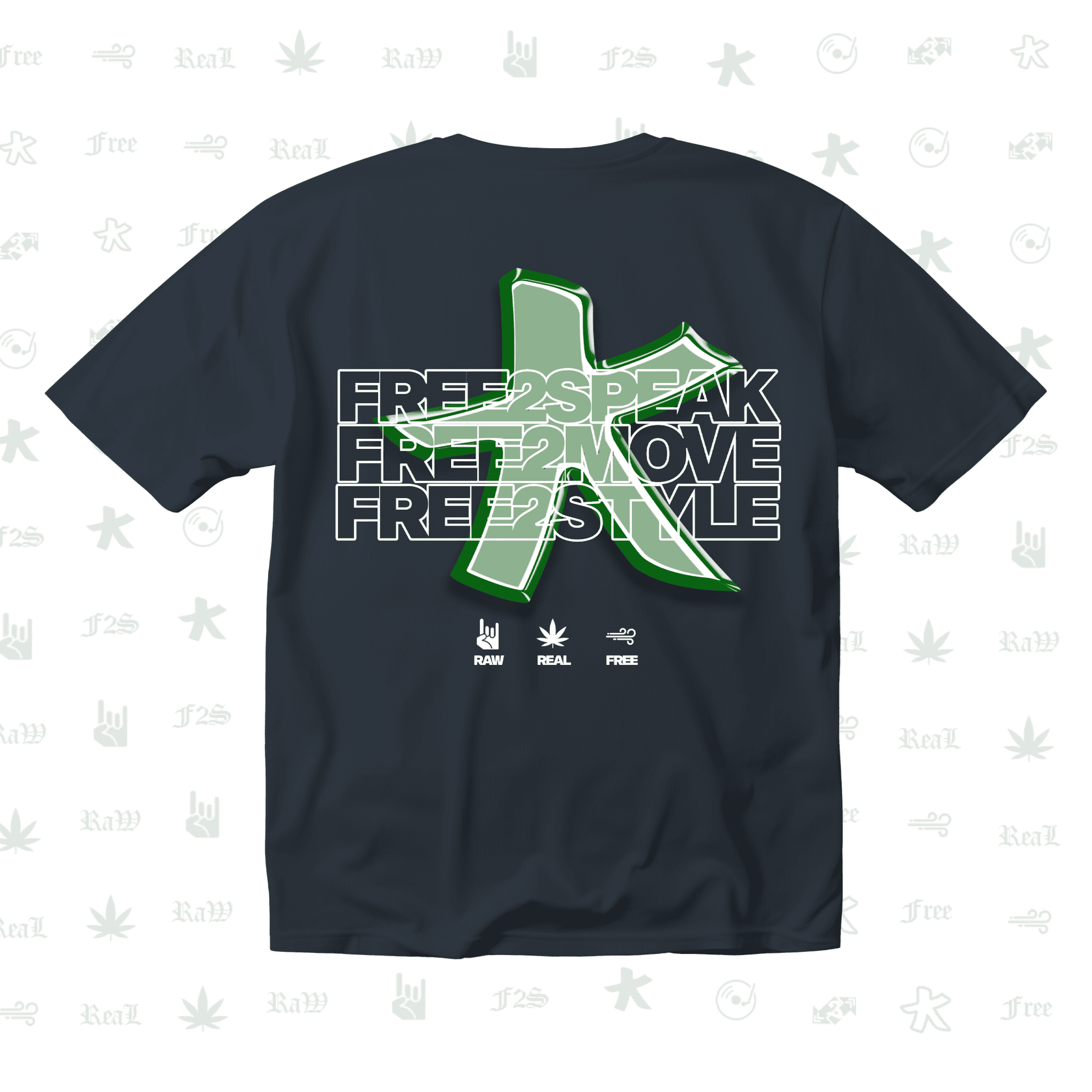 F2S Original Star Logo Navy Blue Unisex Oversized T-Shirt.