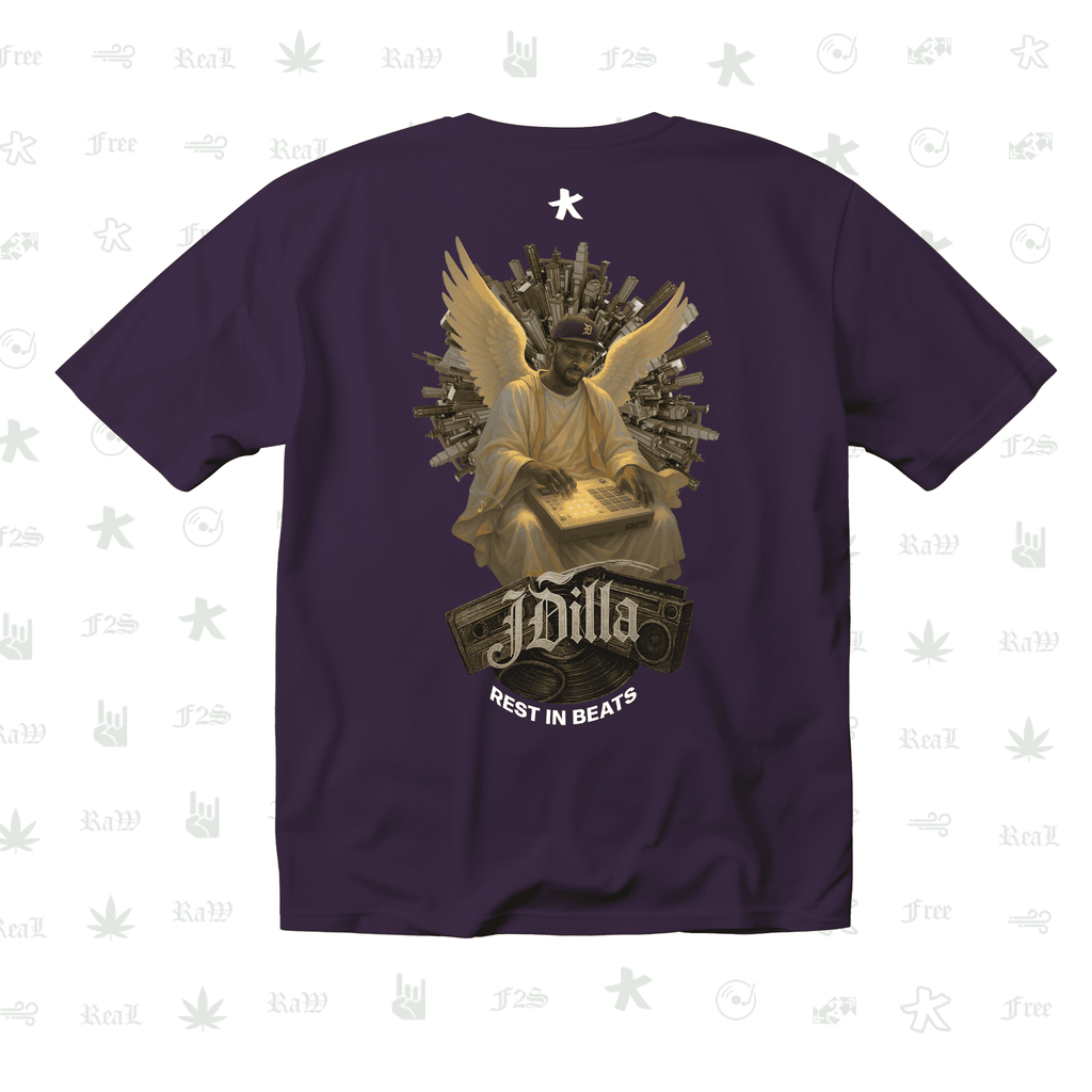 J Dilla Rest In Beats Unisex Purple Oversized T-Shirt.