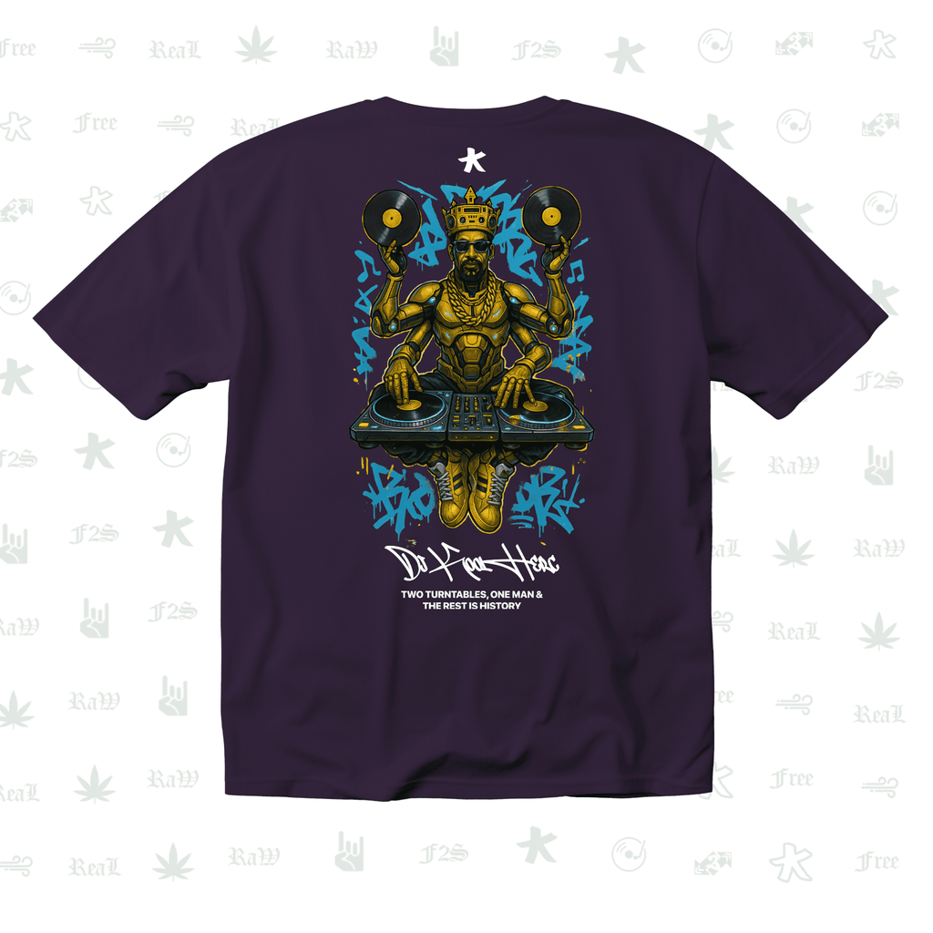 DJ Kool Herc Origins Unisex Purple Oversized T-Shirt.