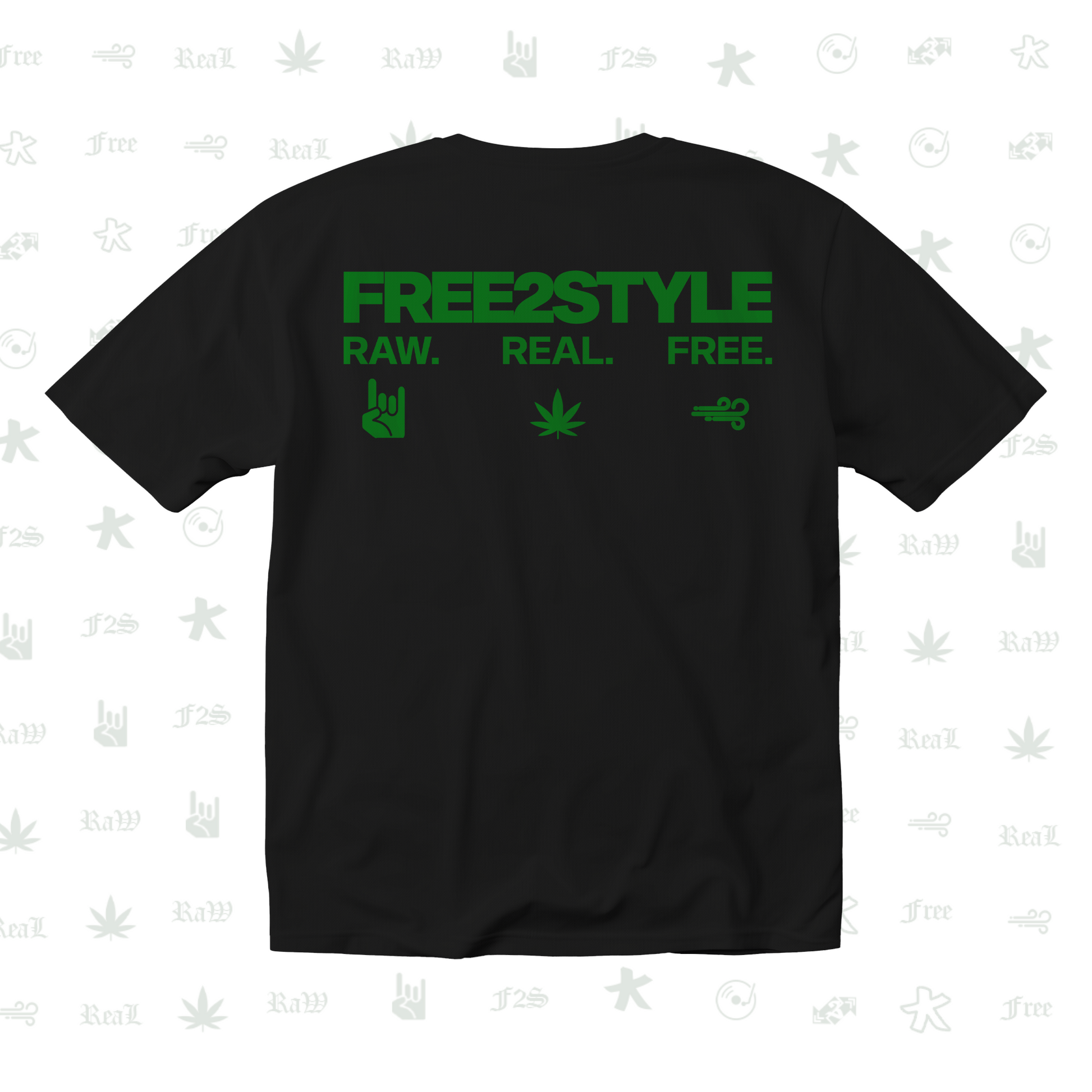 F2S Original Double Green Logo Black Tee Unisex