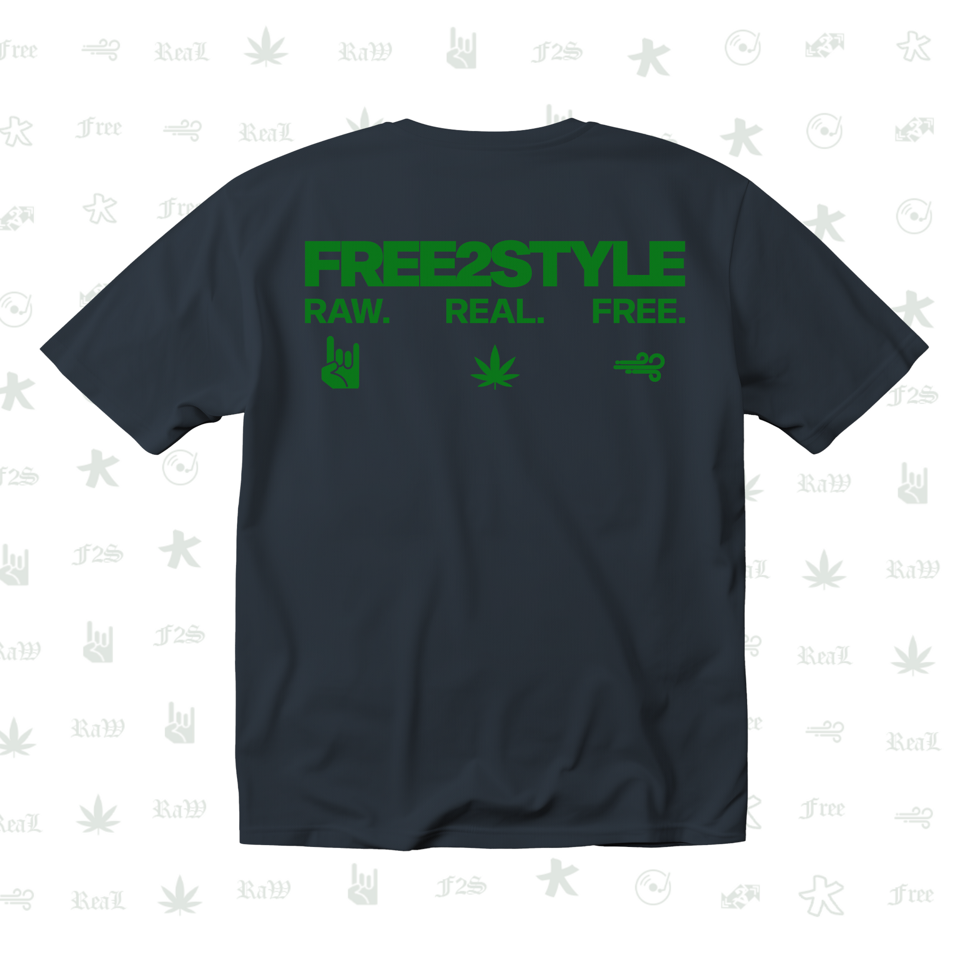 F2S Original Double Green Logo Navy Blue Tee Unisex