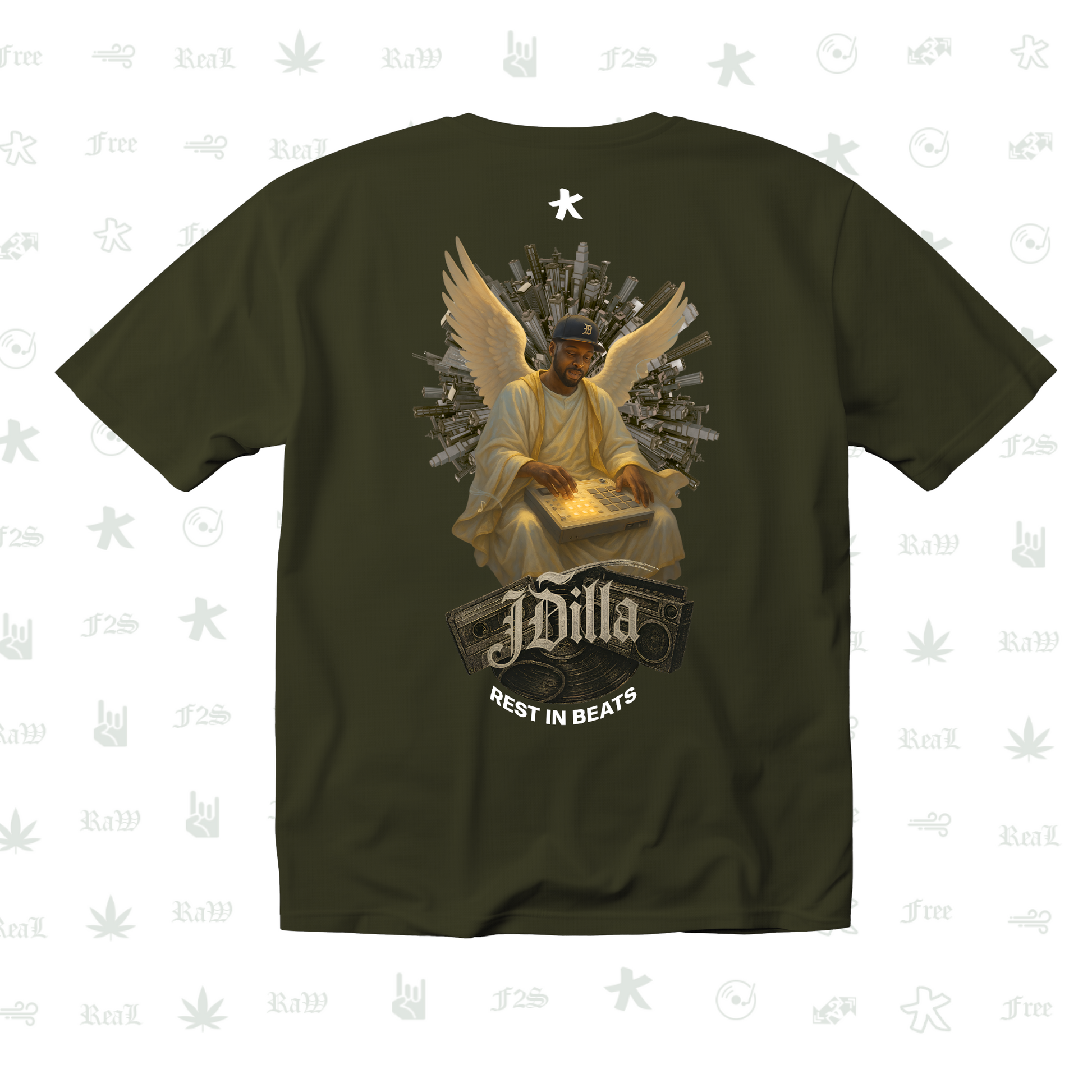 J Dilla Rest In Beats Unisex Olive Green Tee